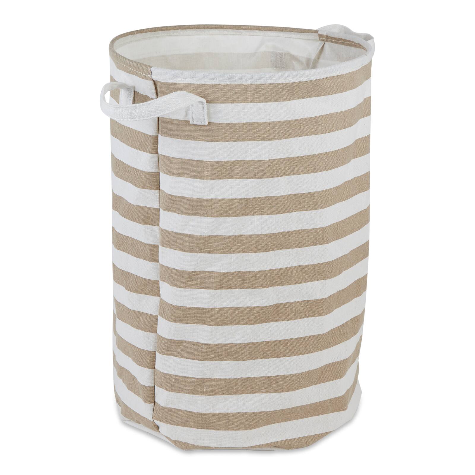 DII® Round Stripes PE-Coated Cotton Polyester Laundry Hamper