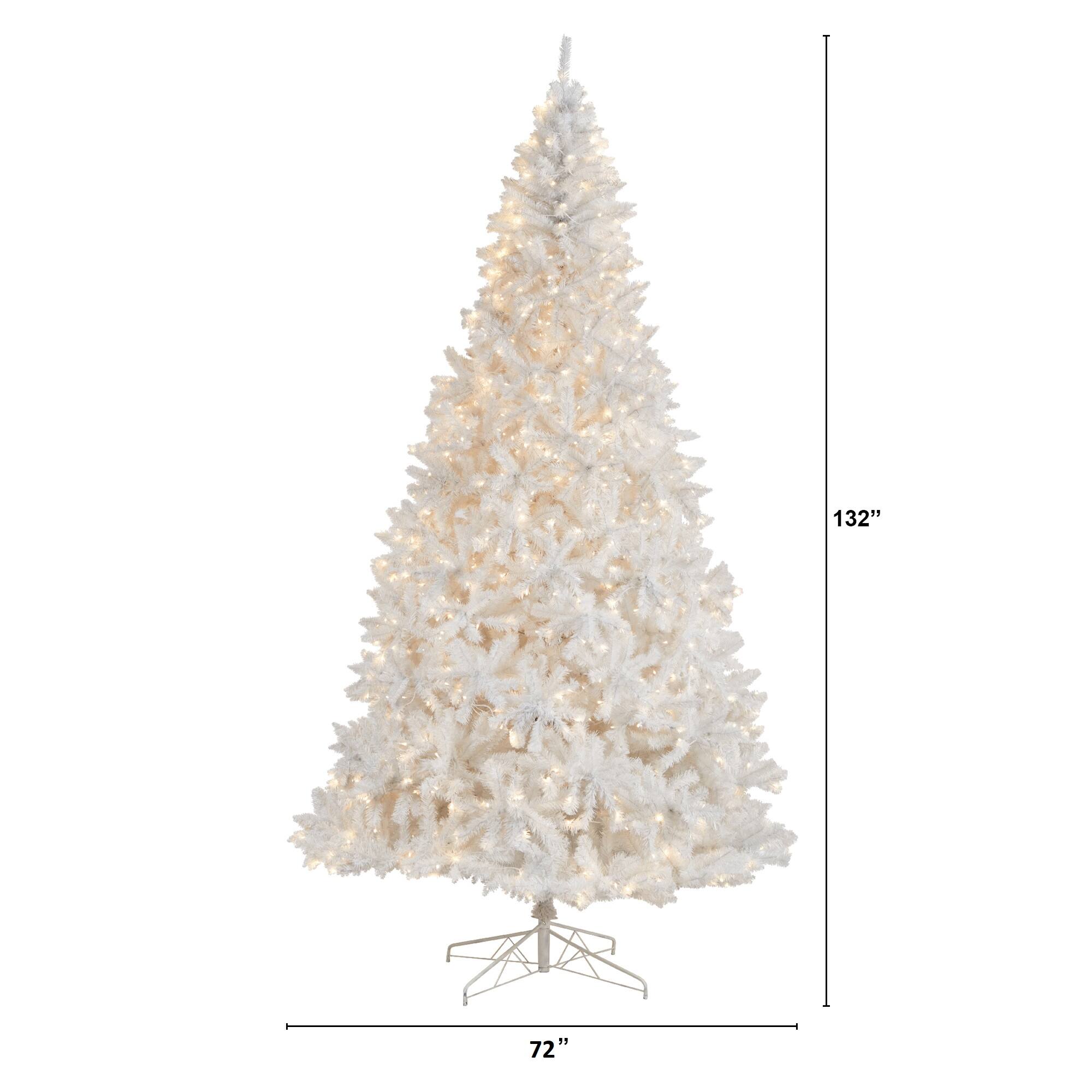 11ft. Pre-Lit White Artificial Christmas Tree, White LED Lights
