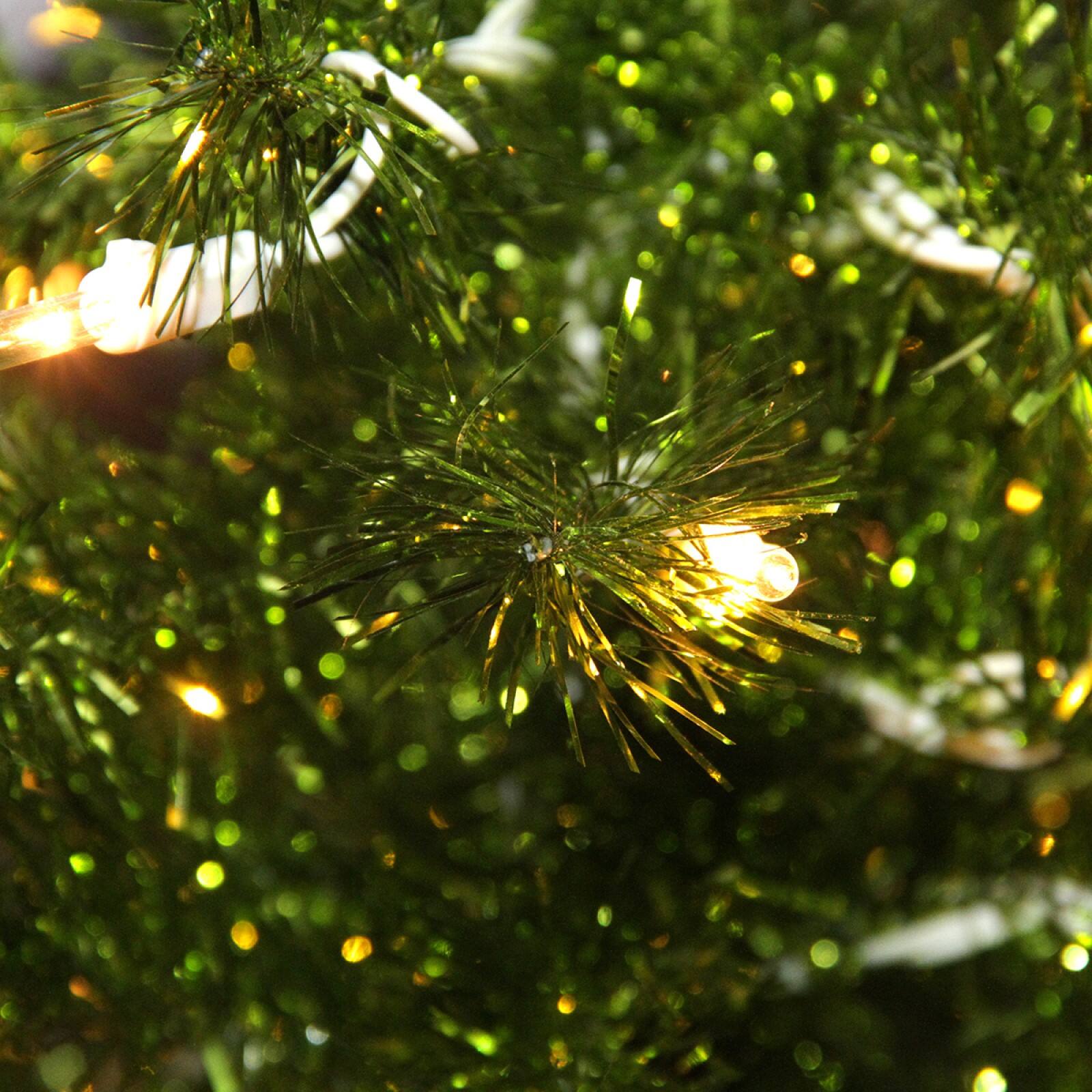 2ft. Pre-Lit Paradise Lime Green Tinsel Pine Christmas Tree, Clear Lights