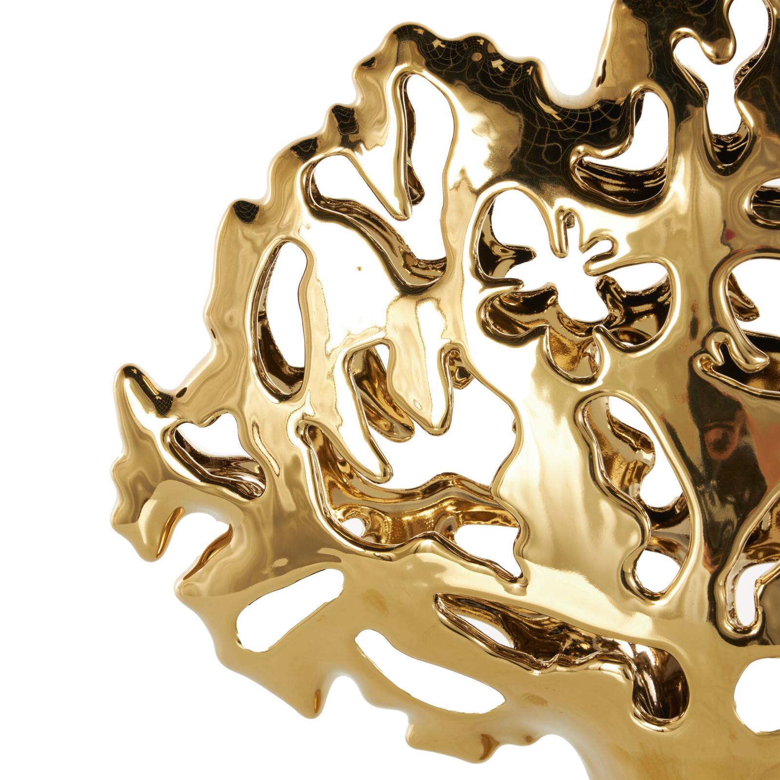 15.5" Glossy Metallic Abstract Ceramic Tree Sculpture