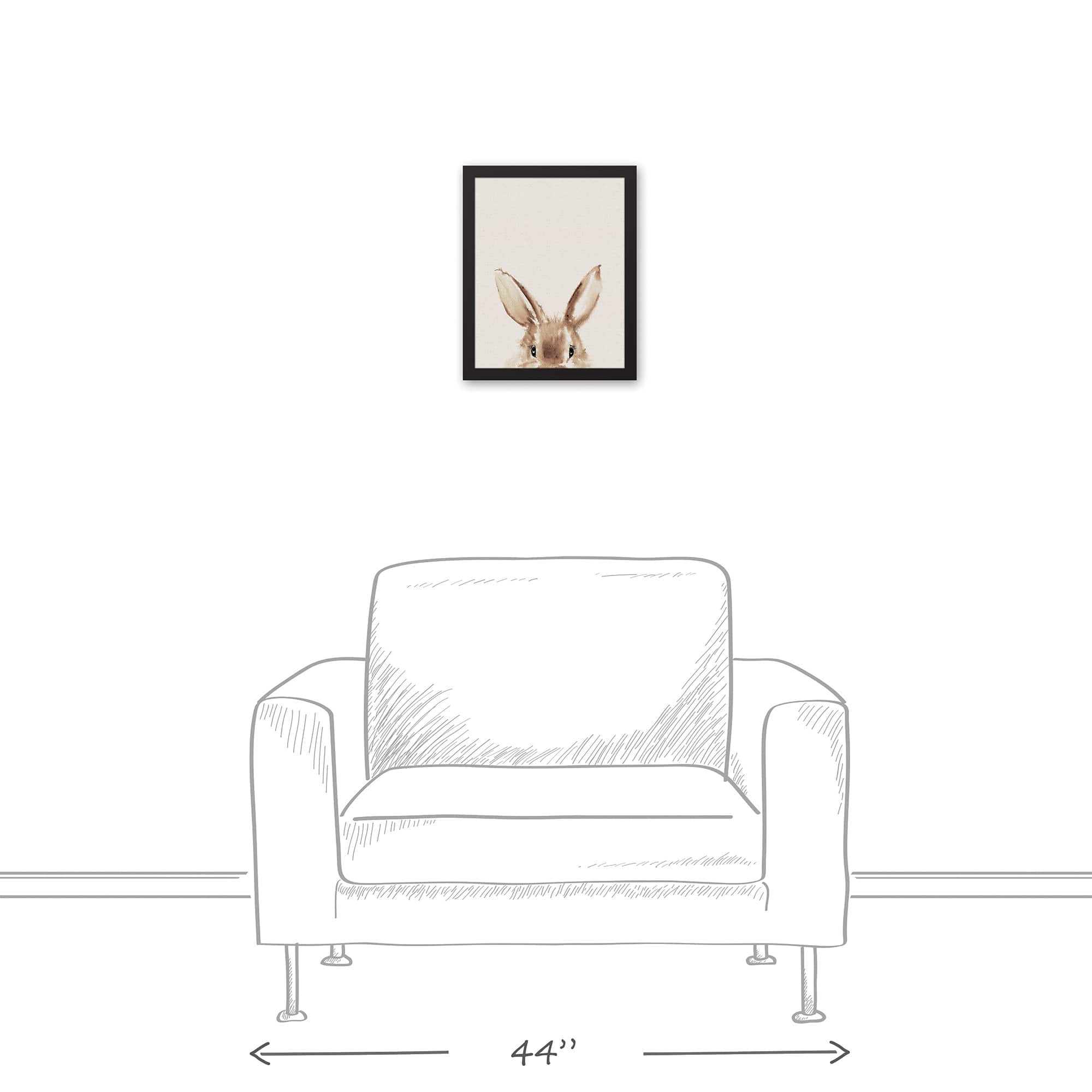 Peeking Bunny 11" x 14" Black Floating Framed Canvas