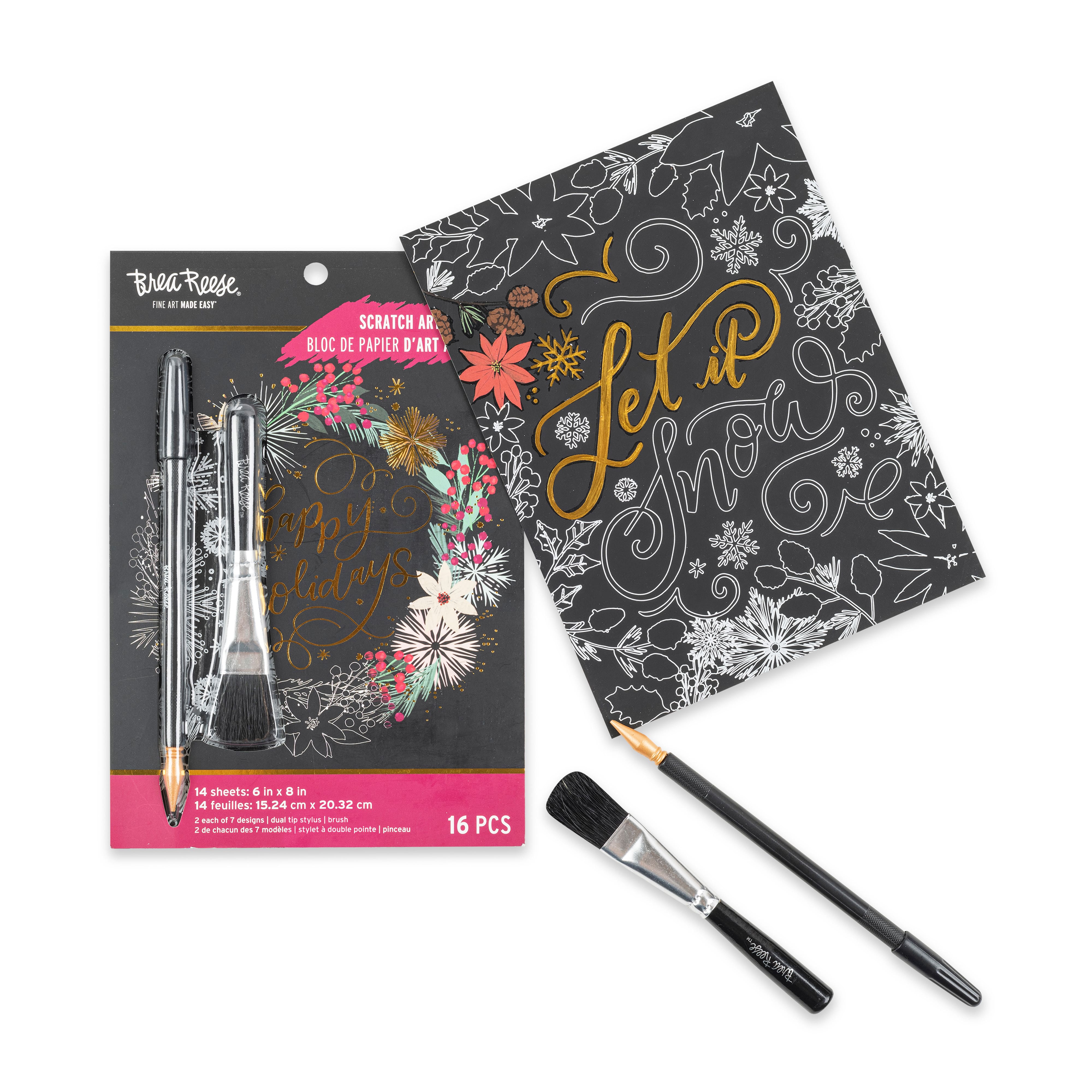 Brea Reese&#x2122; 6&#x22; x 8&#x22; Holiday Floral Scratch Art Paper Pad