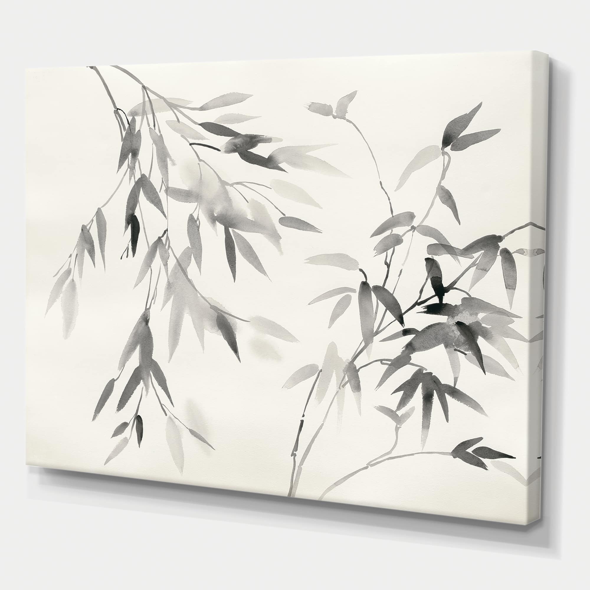 Designart - Bamboo Leaves II - Farmhouse Premium Canvas Wall Art