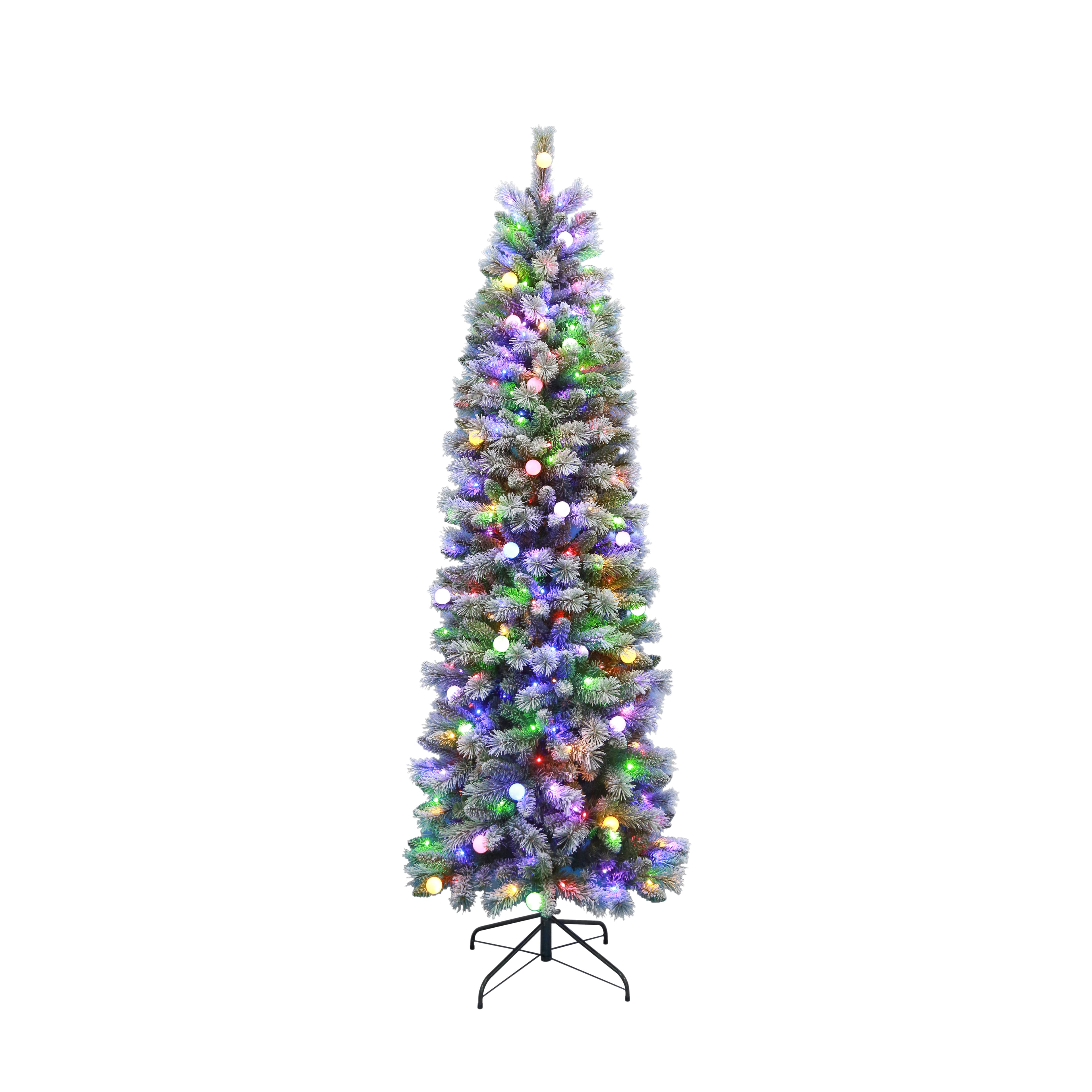 7.5ft. Pre-Lit Flocked Glacier Fir Artificial Christmas Tree, Dual Color LED Lights with G40 Bulbs by Ashland&#xAE;