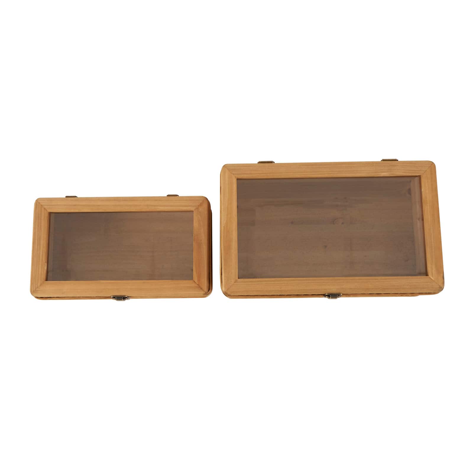 Brown Woven Rattan Box with Glass Top Set