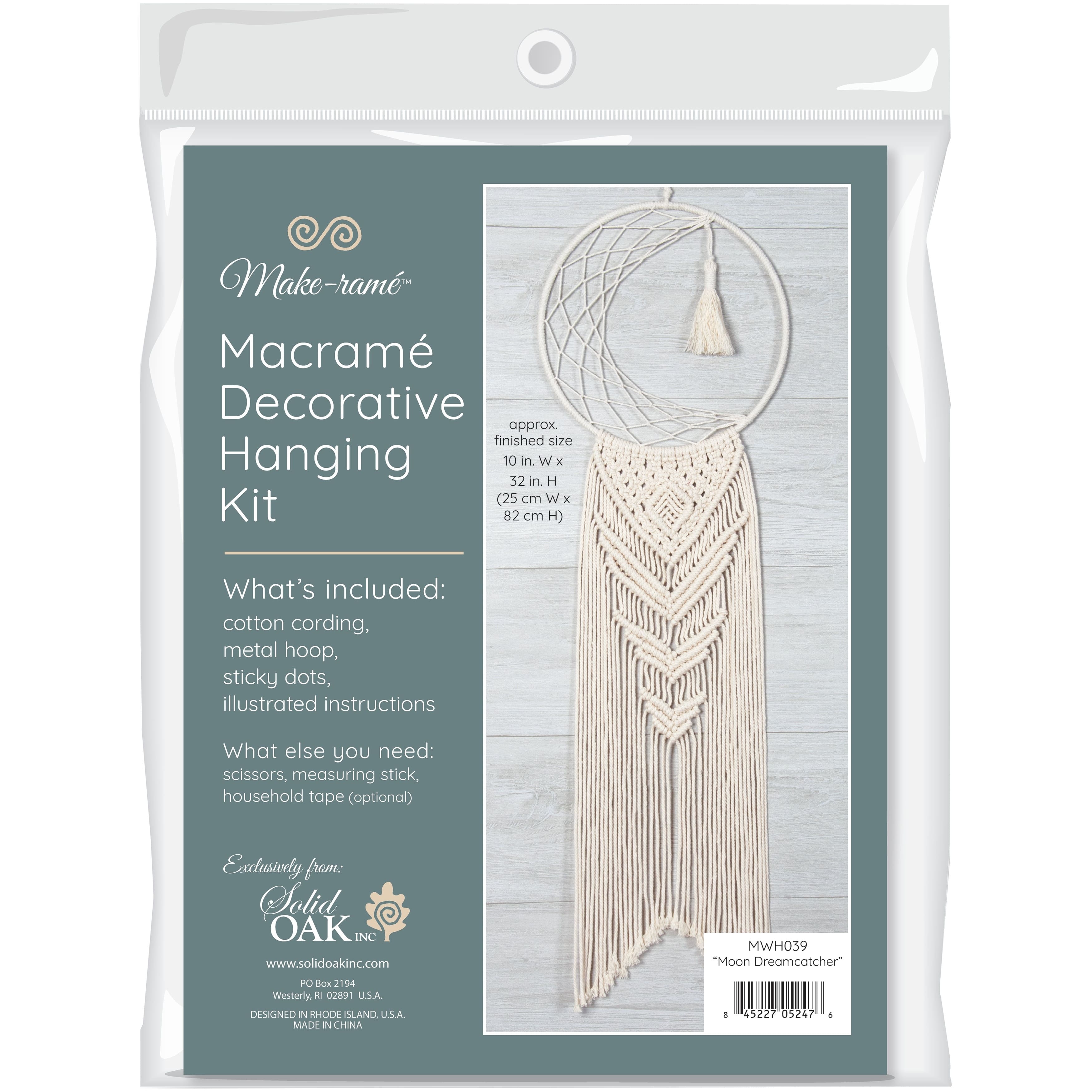 Solid Oak Make-ram&#xE9;&#x2122; Moon Dreamcatcher Macram&#xE9; Hanging Kit