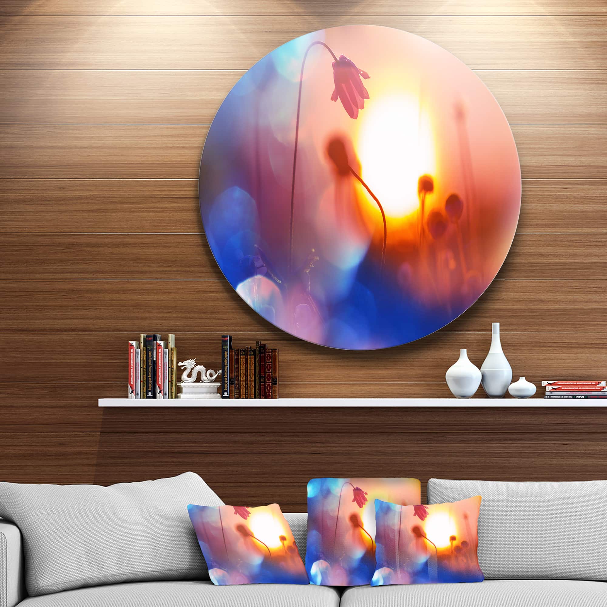 Designart - Beautiful Blurred Flowers At Sunset&#x27; Floral Metal Circle Wall Art
