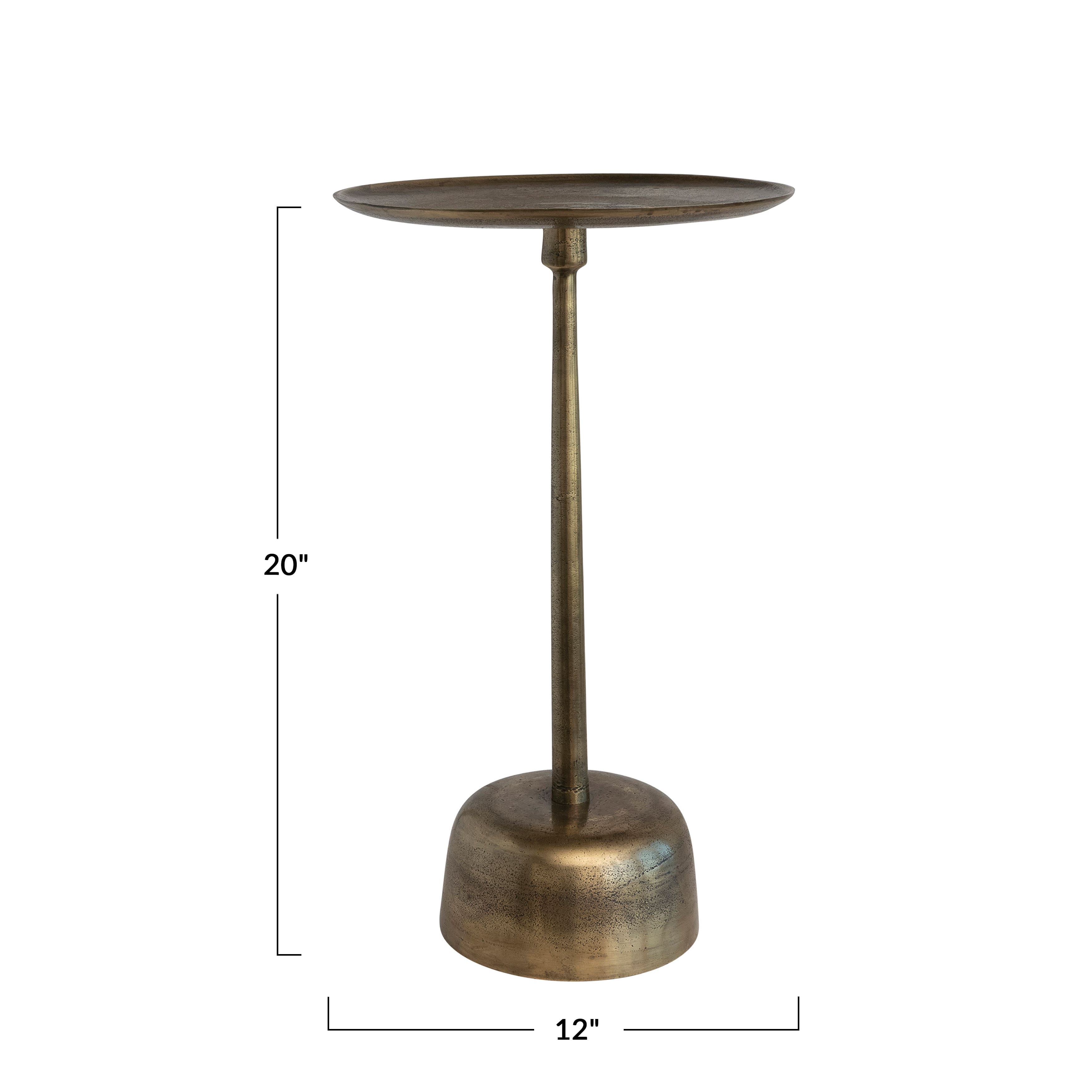 20" Antique Brass Vintage Aluminum Side Table