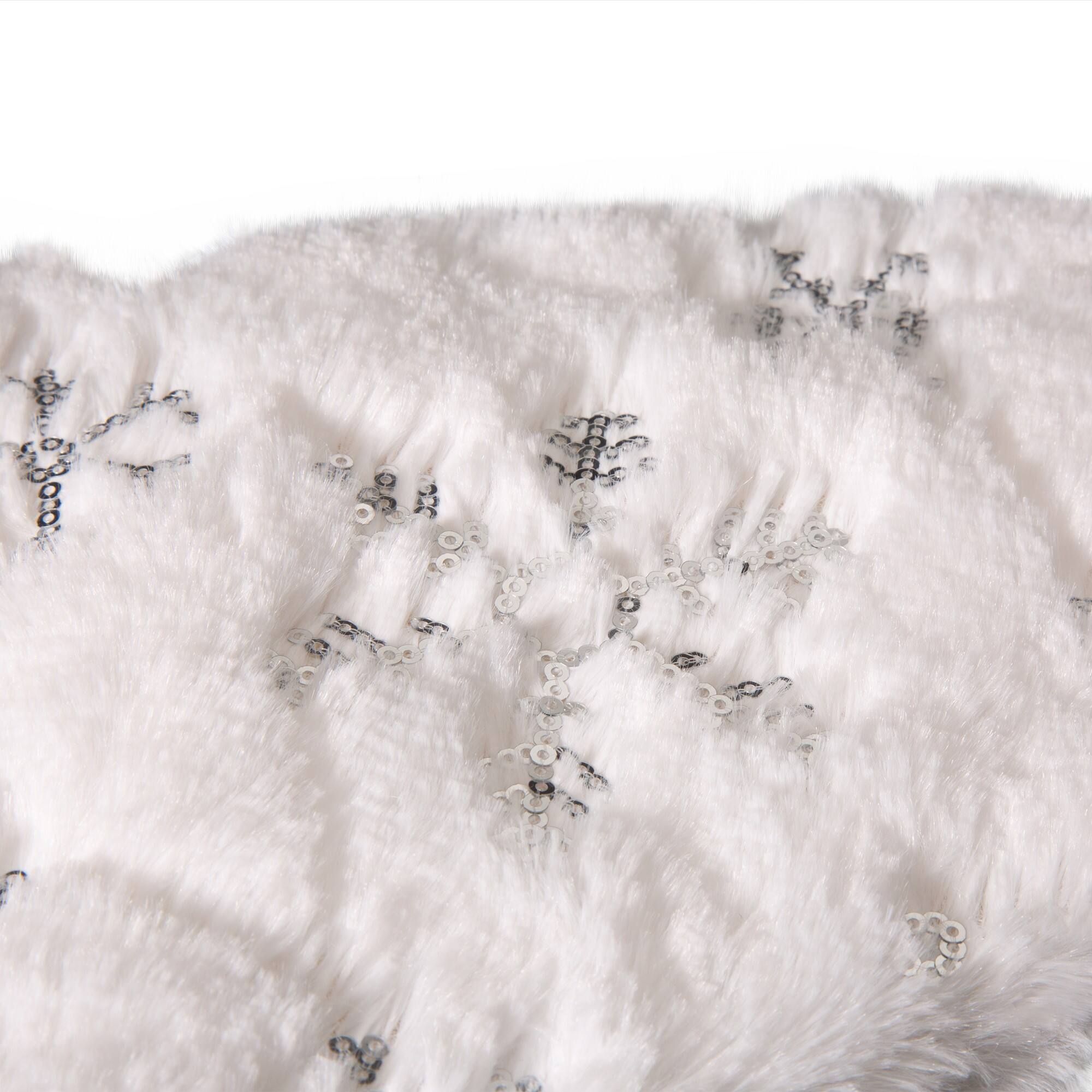 Glitzhome&#xAE; 21&#x22; White Plush with Snowflake Christmas Stocking, 2ct.