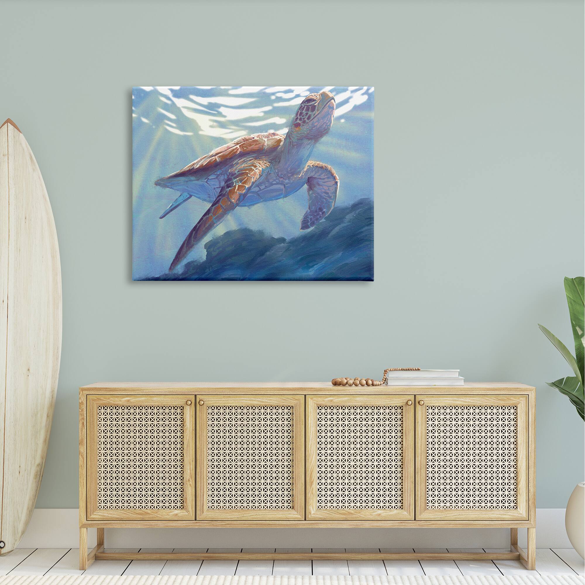 Stupell Industries Deep Ocean Sea Turtle Canvas Wall Art
