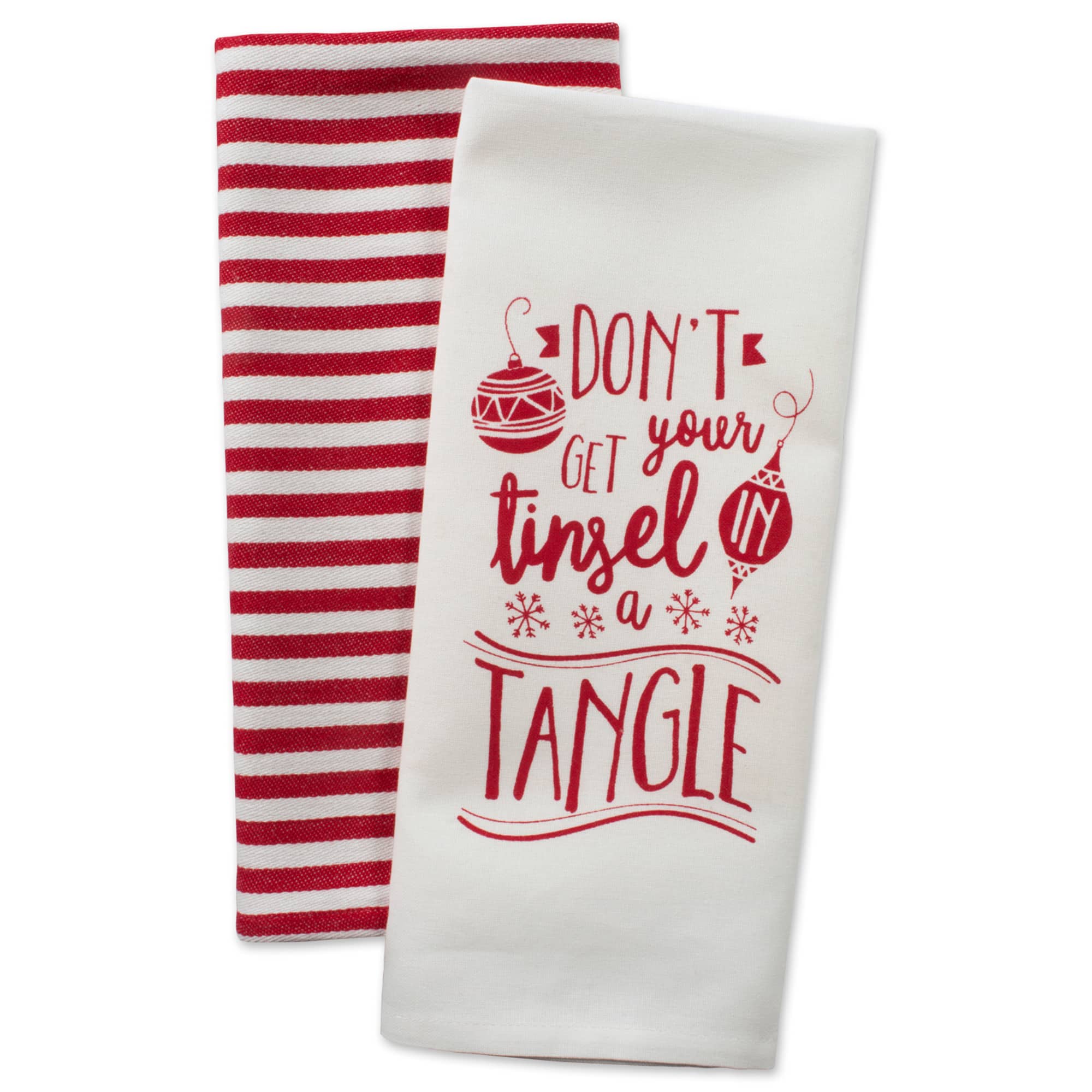DII® Assorted Tinsel In A Tangle Holiday Printed Dishtowel Set