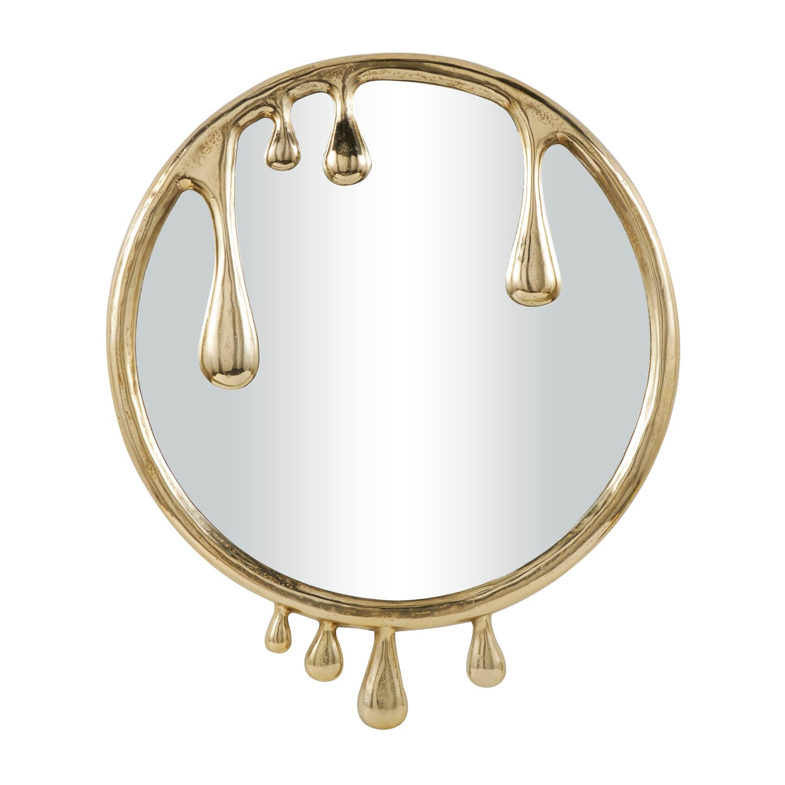 43&#x22; Gold Abstract Drip Framed Round Wall Mirror