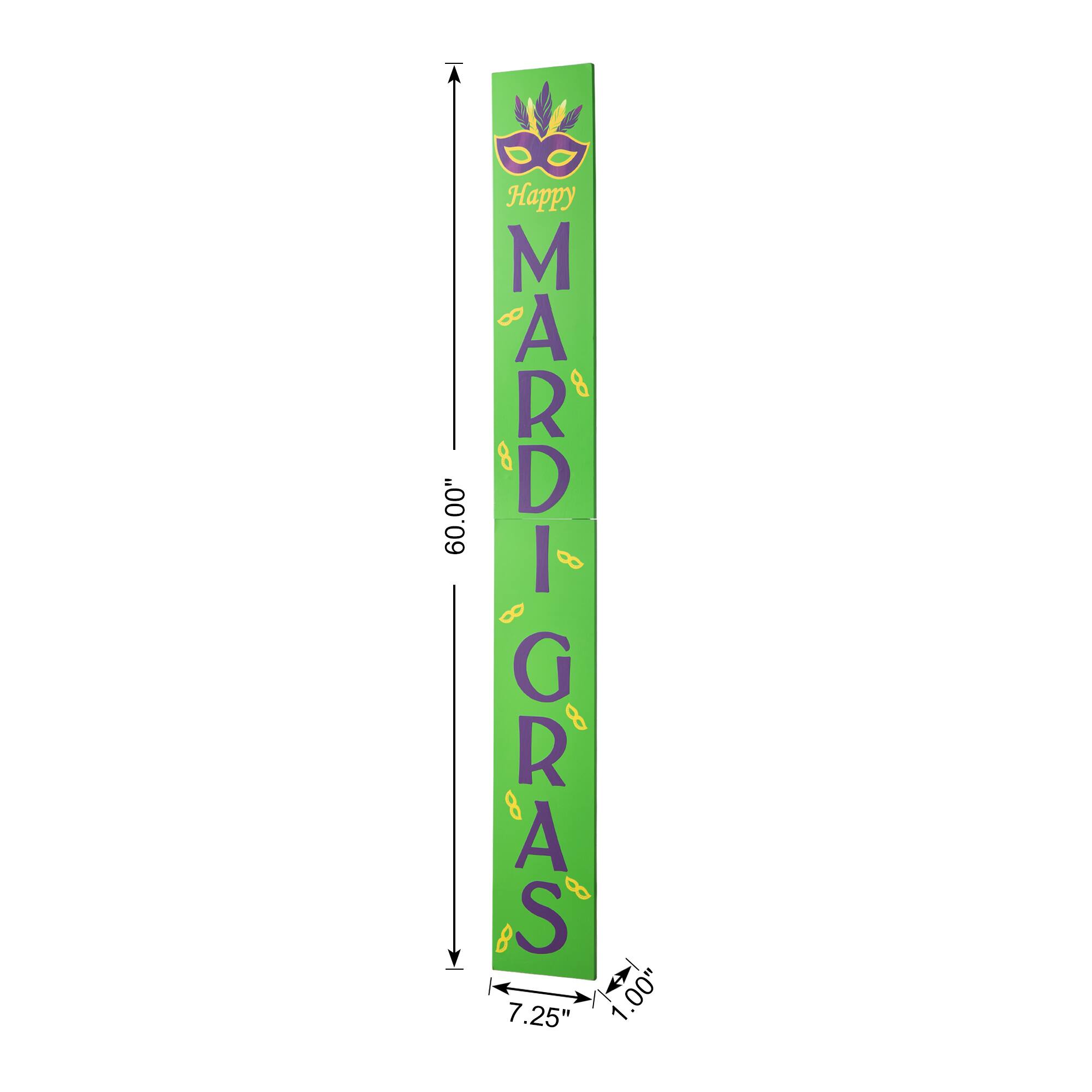 Glitzhome&#xAE; 60&#x22; Mardi Gras Wooden Porch Sign