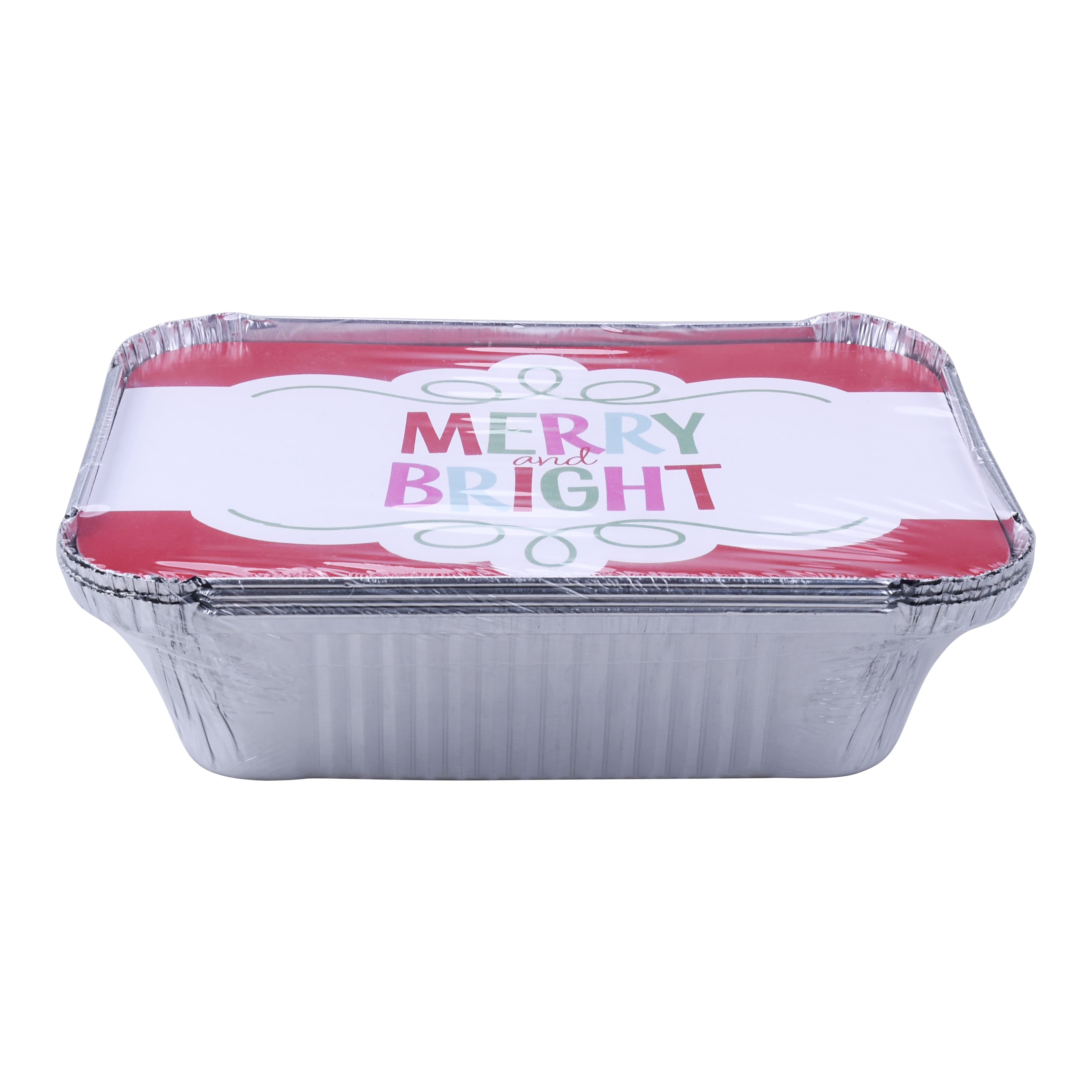 7&#x22; x 5&#x22; Merry &#x26; Bright Rectangle Aluminum Baking Pan Sets, 4ct. by Celebrate It&#xAE;