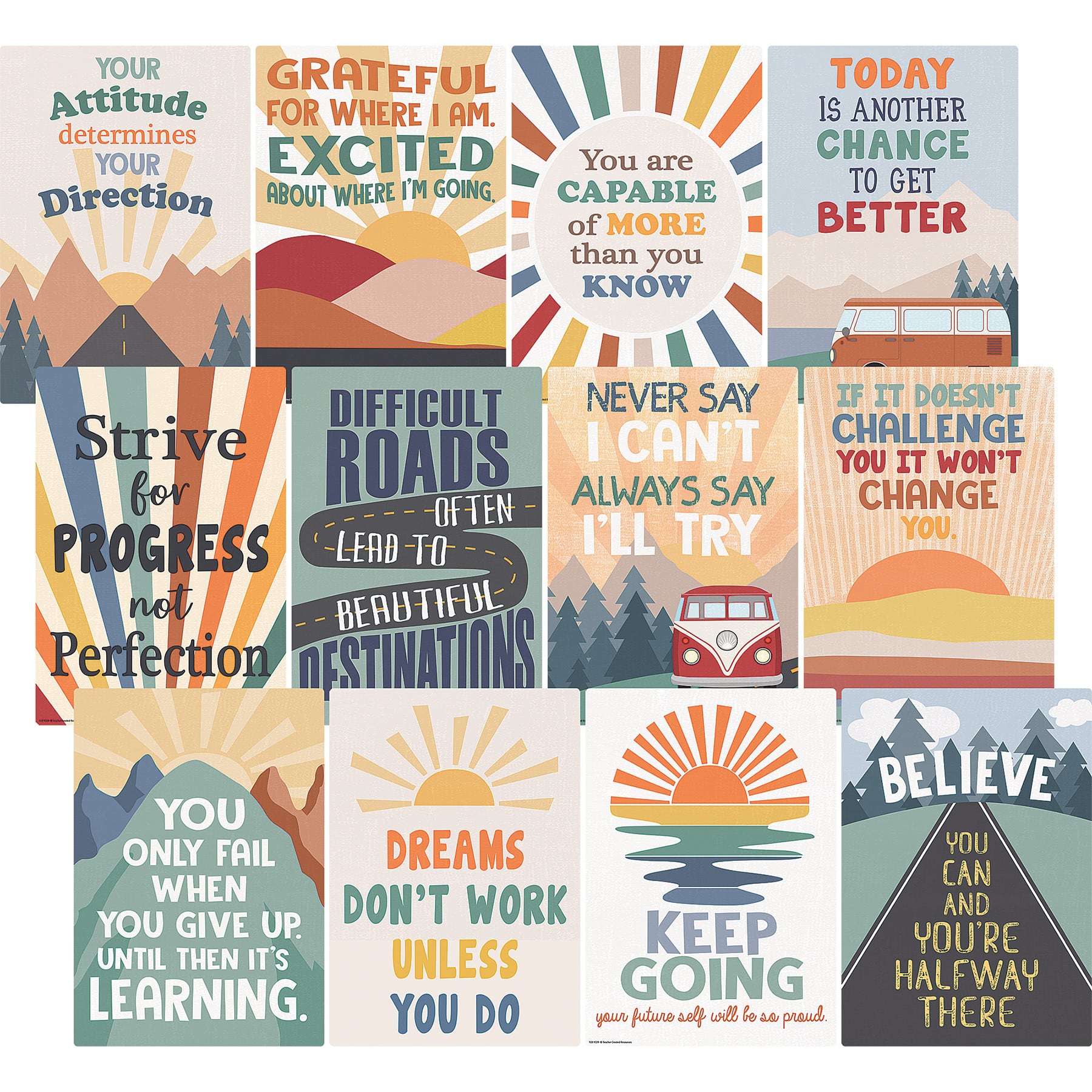 Teacher Created Resources® Road Trip Positive Sayings Small Posters Set