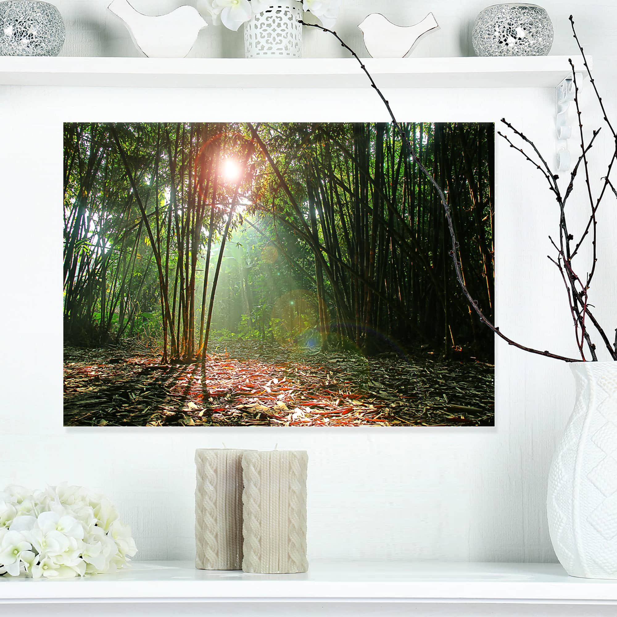 Designart - Amazing Green Forest at Sunset - Landscape Canvas Art Print