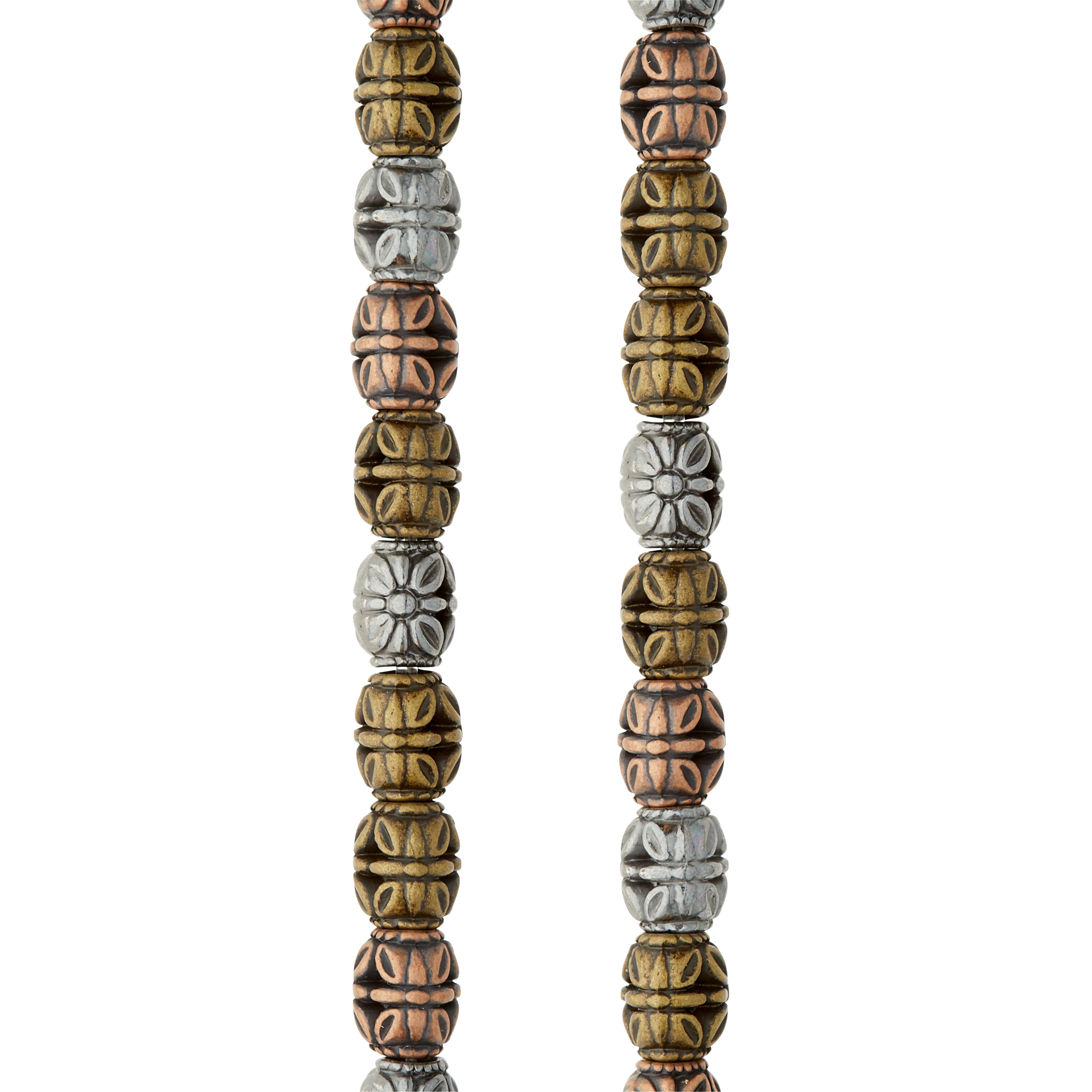 Multicolor Metal Plated Antique Barrel Beads, 10mm by Bead Landing™