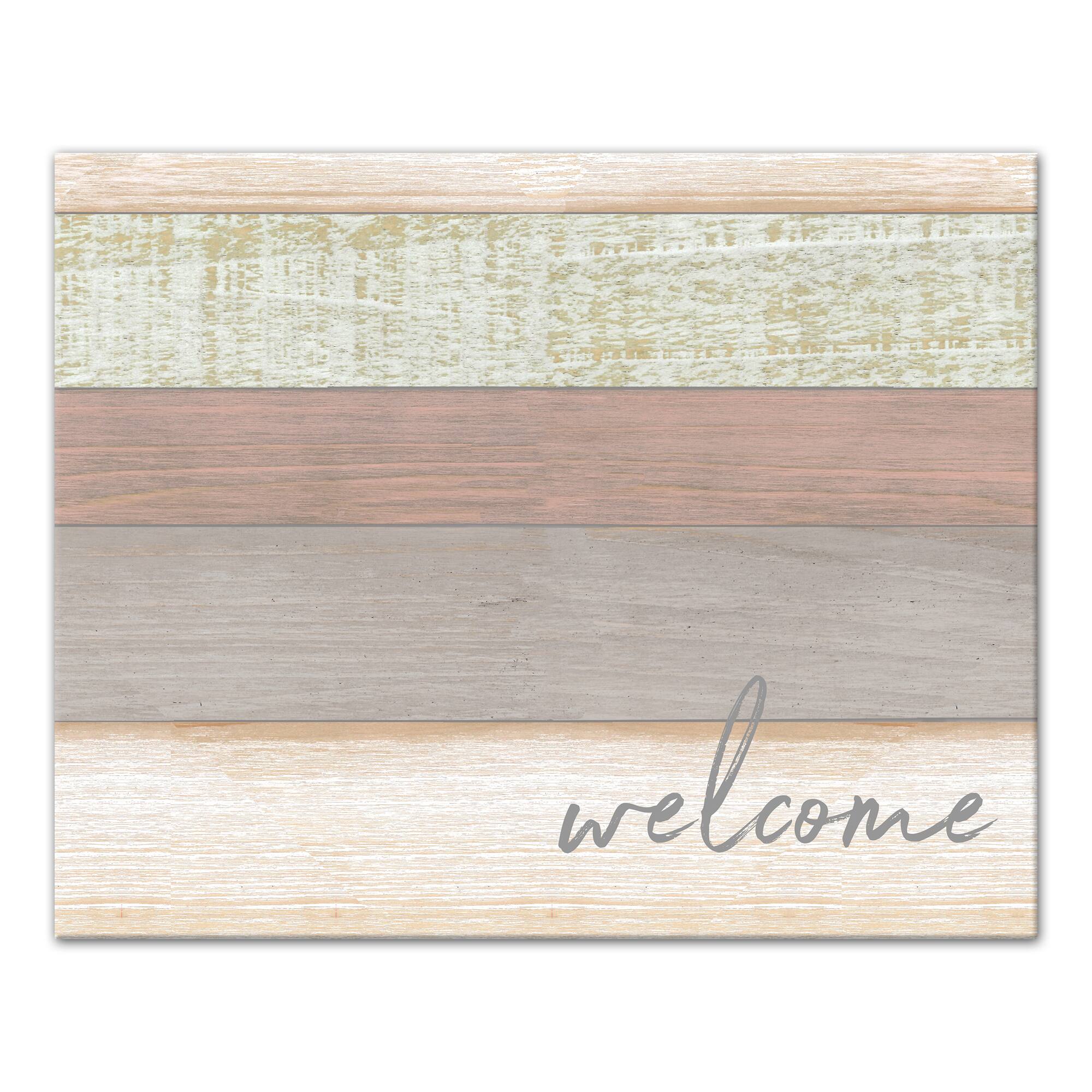 Welcome Wood Slats Canvas Wall Art