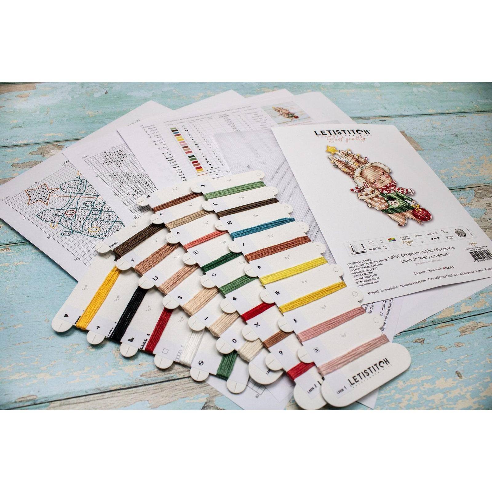 Letistitch Christmas Rabbit Ornament Counted Cross Stitch Kit