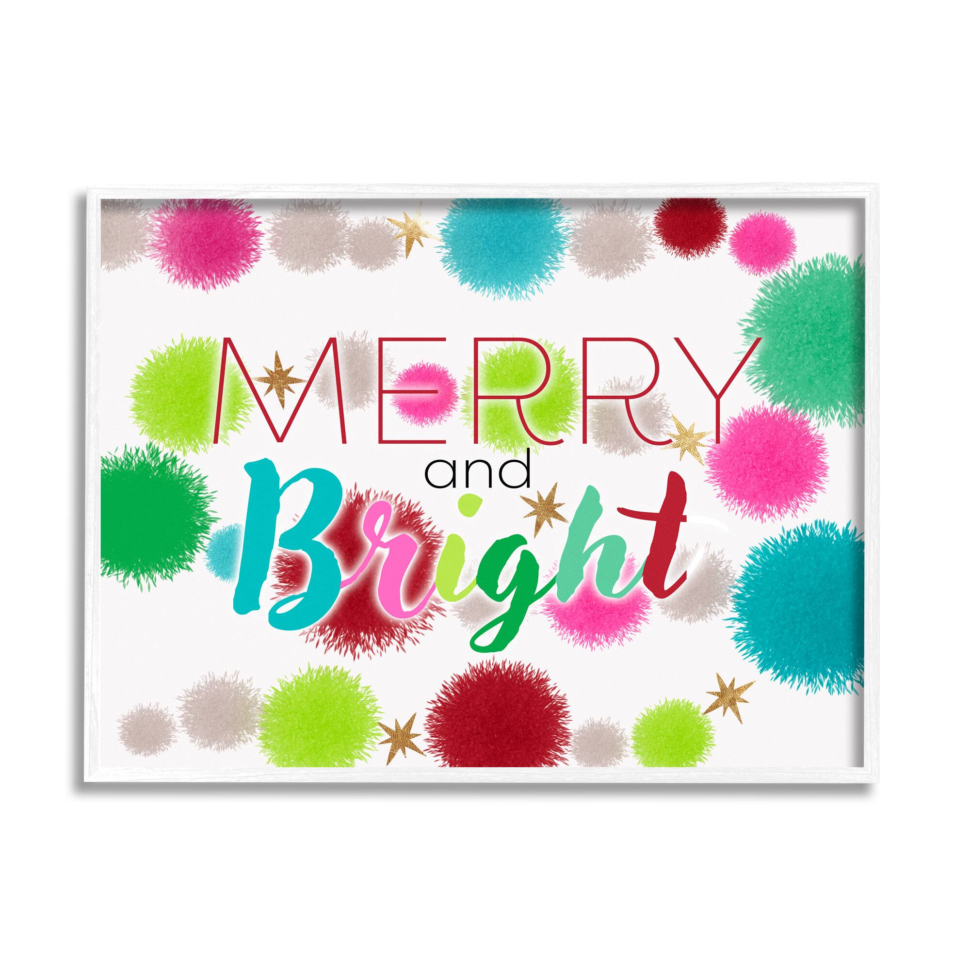 Stupell Industries Merry & Bright Bold Holiday Phrase Framed Giclee Art