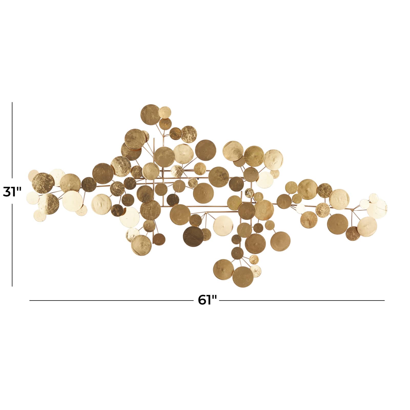 CosmoLiving by Cosmopolitan Gold Metal Contemporary Wall Decor, 31&#x22; x 61&#x22; x 2&#x22;