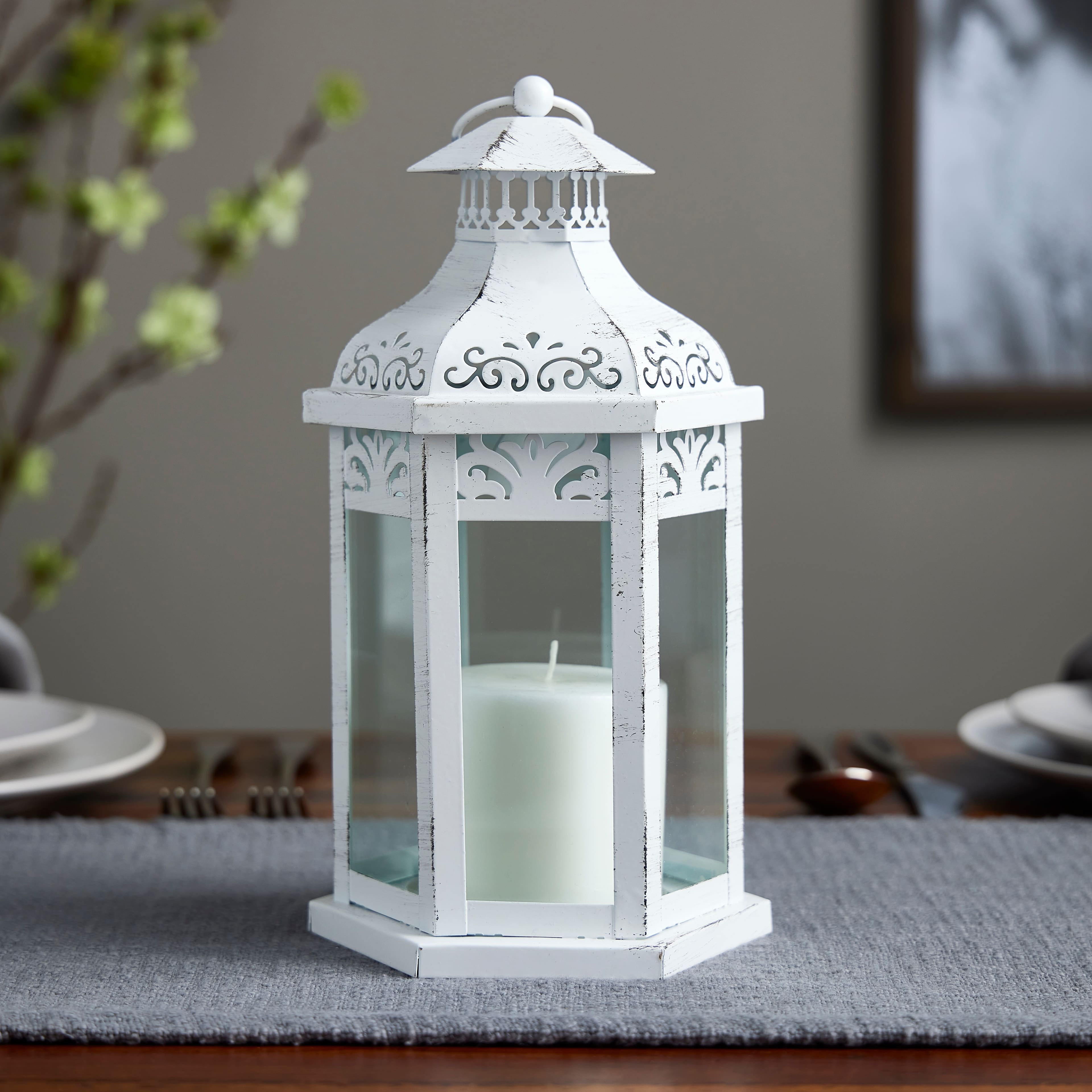 6 Pack: 10.5&#x22; White Metal Lantern by Ashland&#xAE;