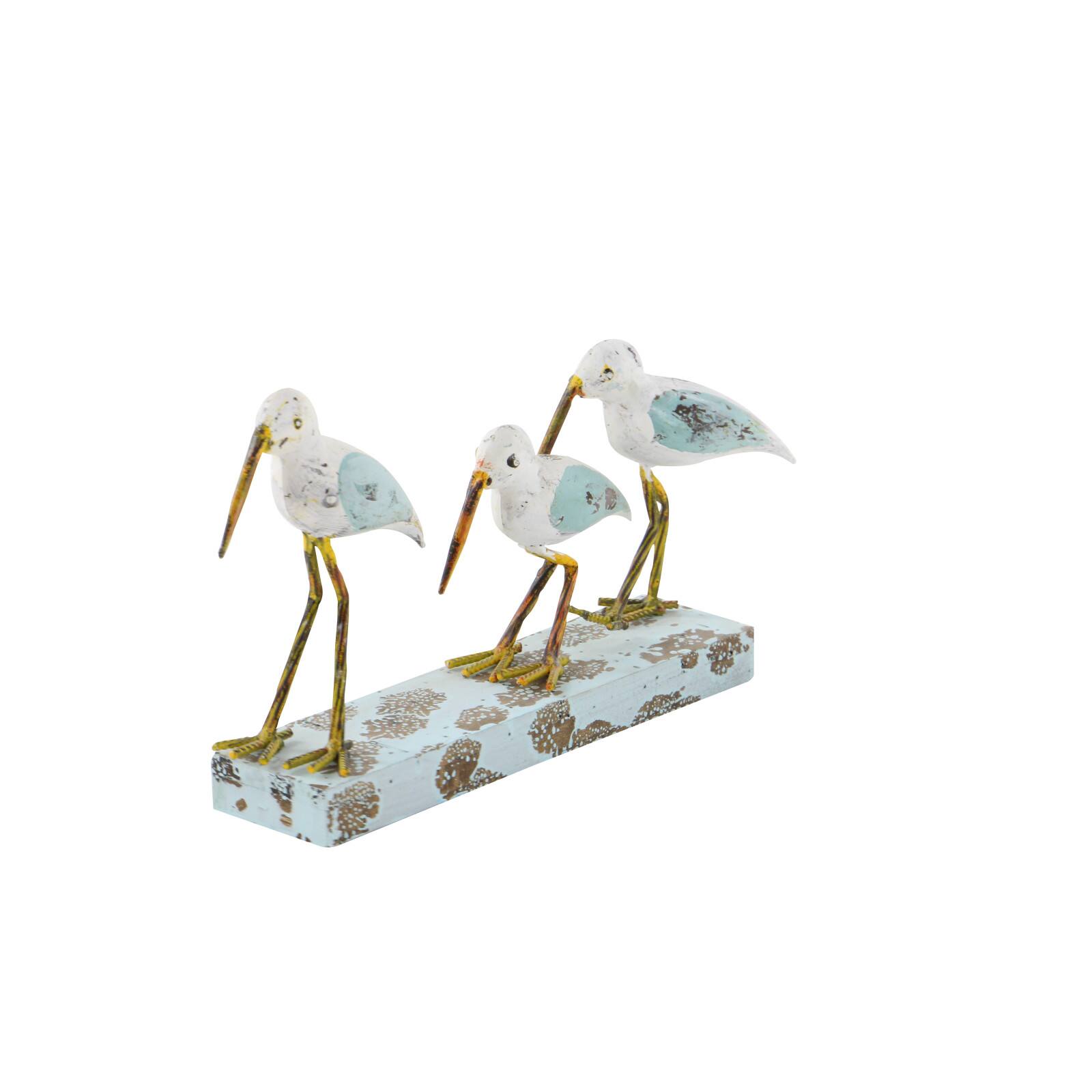 White Metal Coastal Sculpture, Birds 10" x 20" x 4"