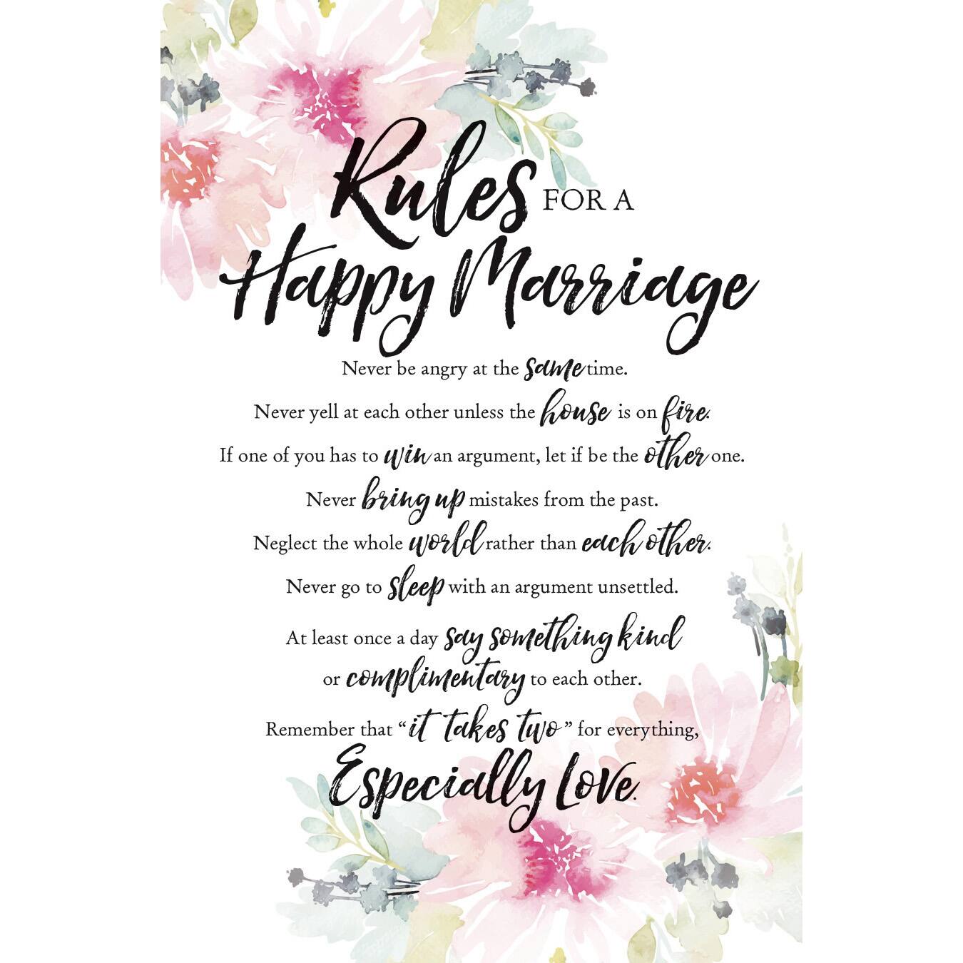 Rules For Happy Marriage Woodland Grace Series Plaque with Easel