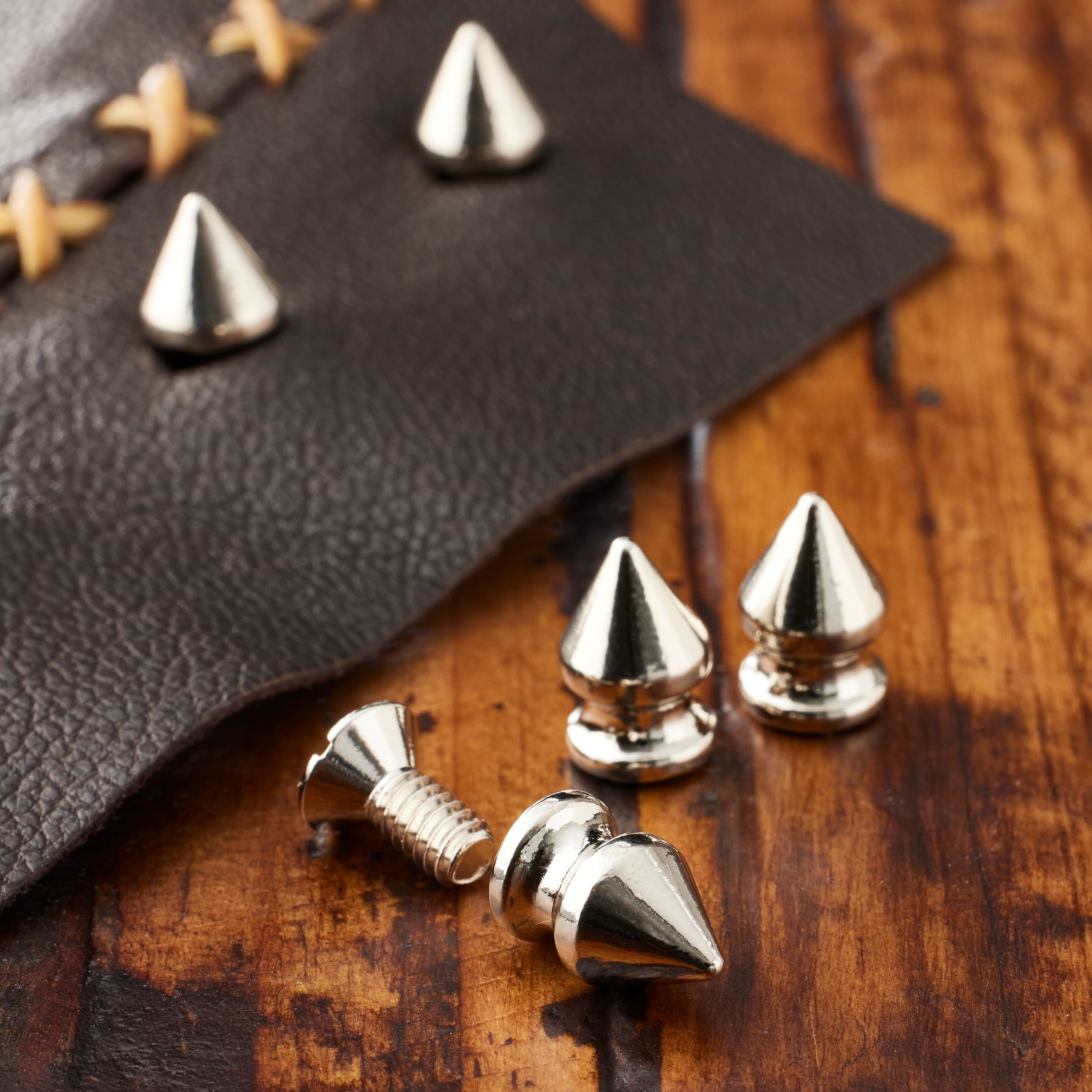 12 Packs: 6 ct. (72 total) Nickel Finish Spikes &#x26; Screws for Leather by ArtMinds&#x2122;