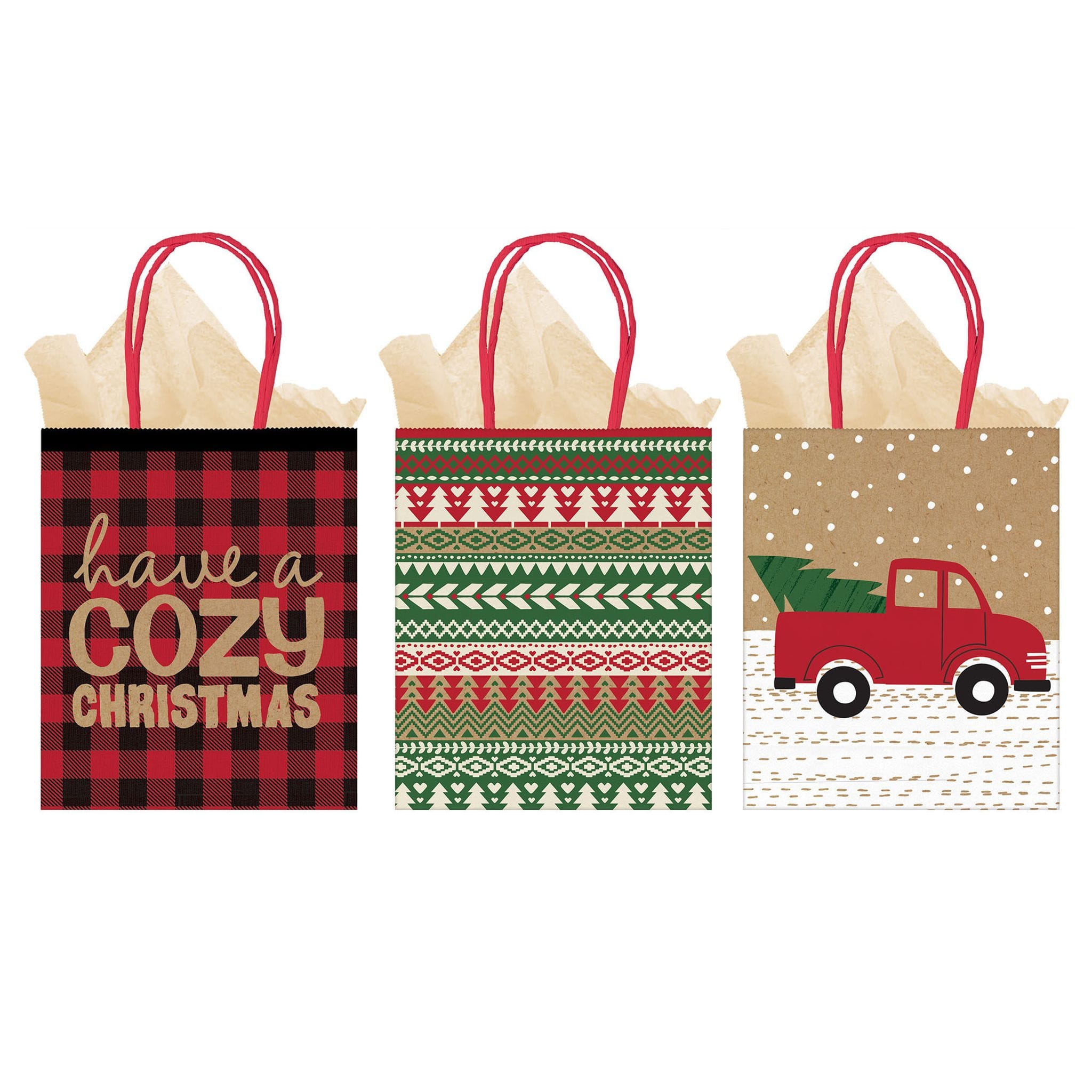 Large Cozy Christmas Vertical Gift Bags, 3ct. | Michaels