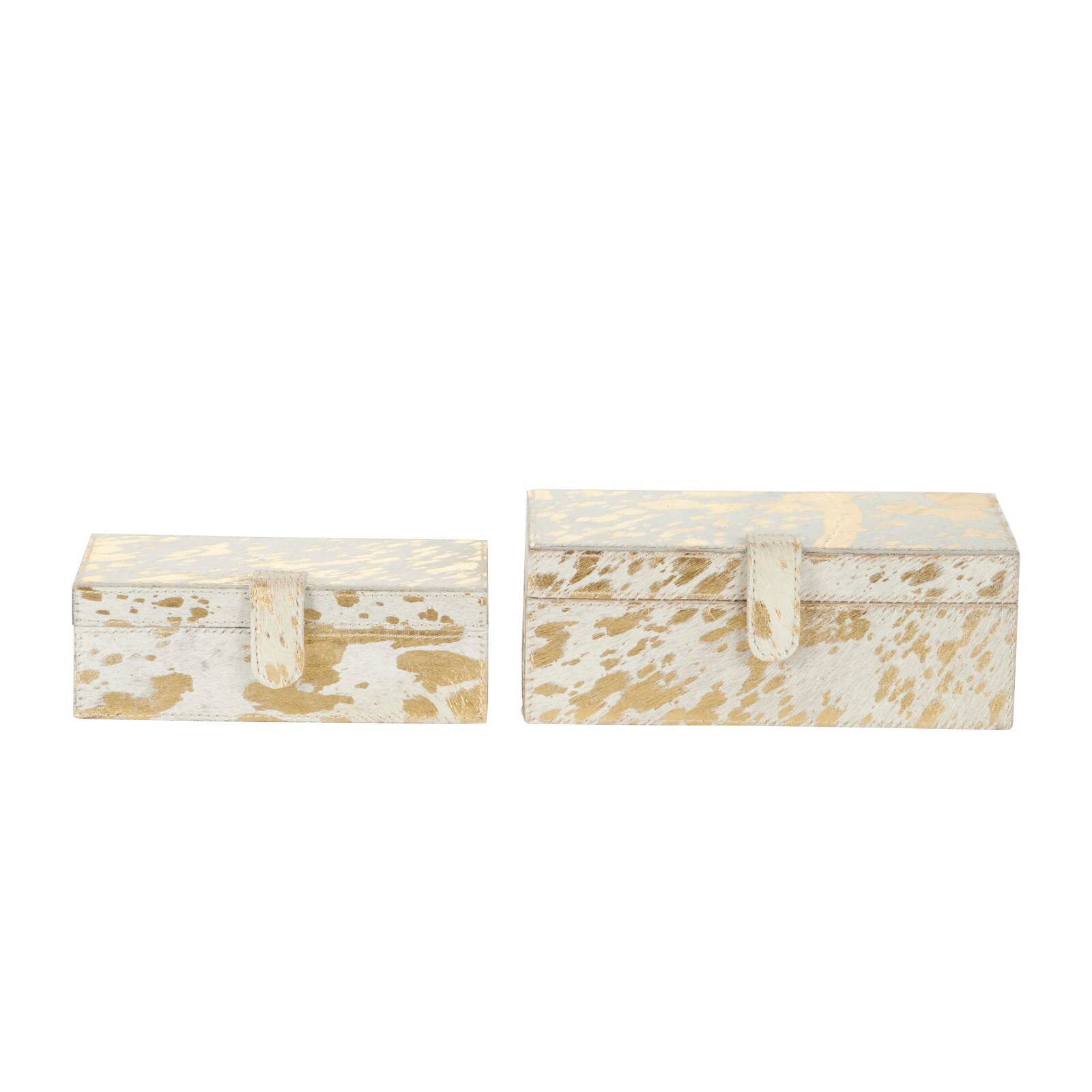 White &#x26; Gold Leather Rustic Box Set