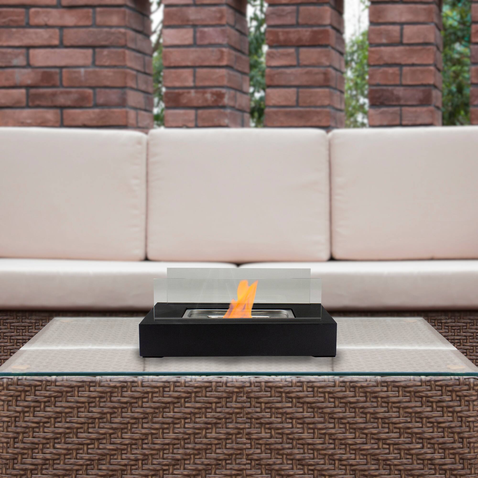 13.75" Bio Ethanol Ventless Portable Tabletop Fireplace with Flame Guard