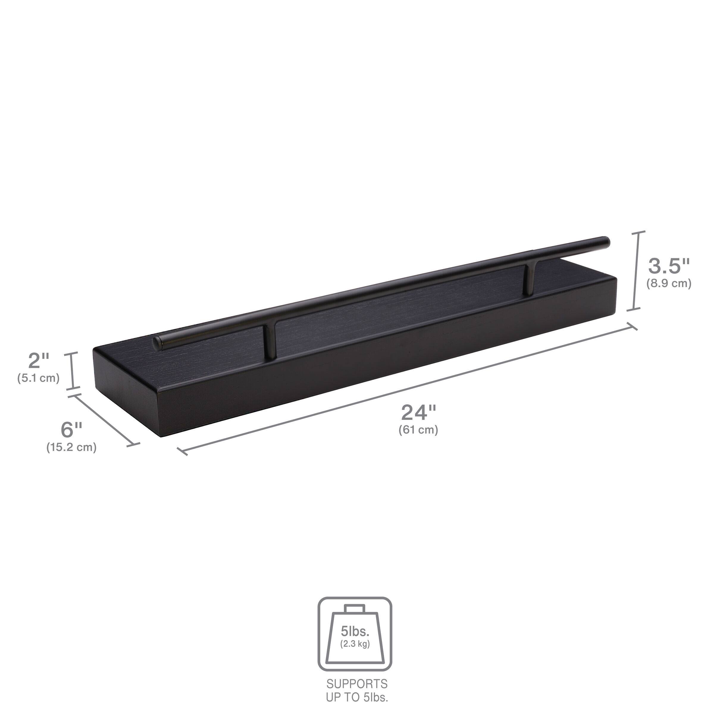 Melannco MDF &#x26; Metal Railing 24&#x22; Shelf
