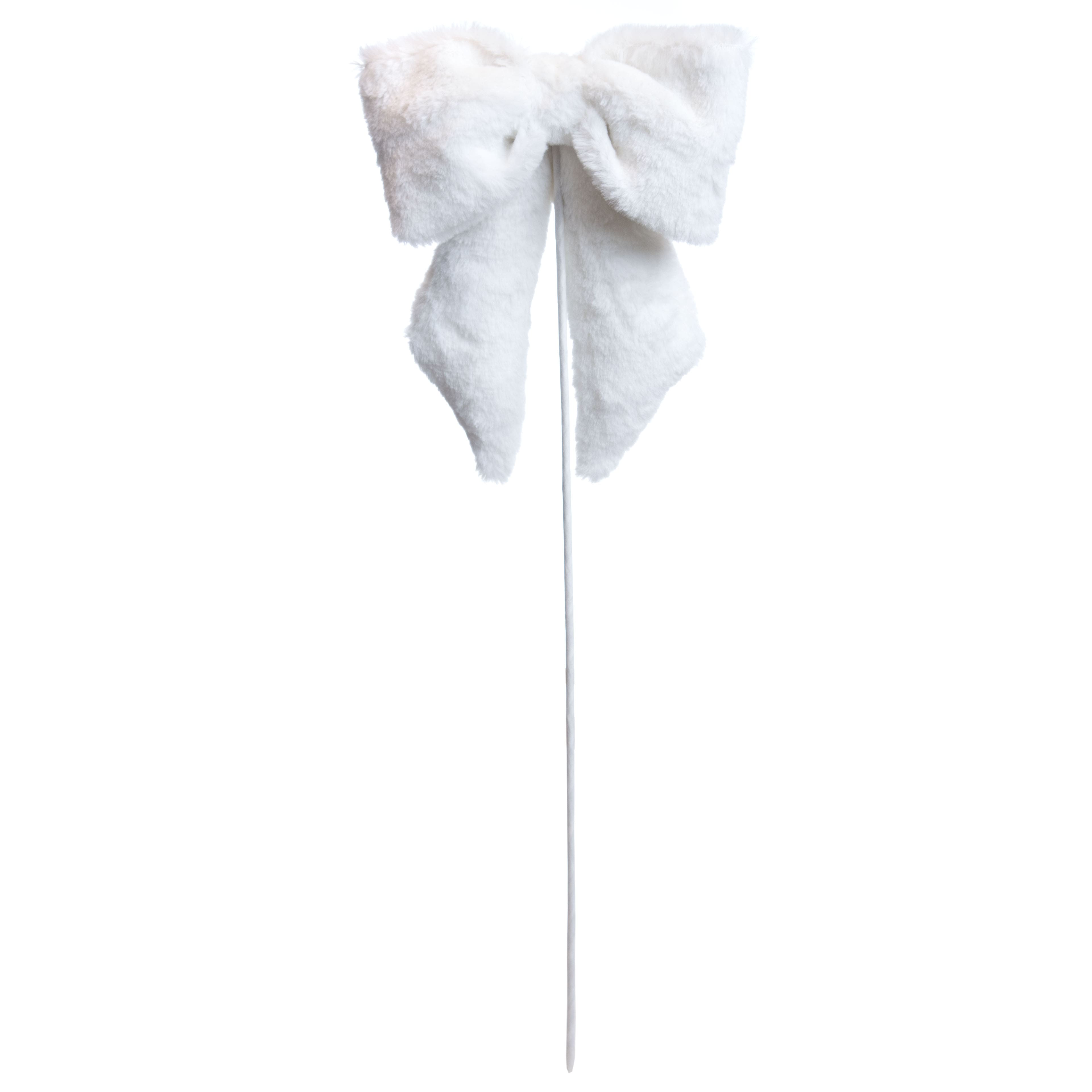 24&#x22; White Faux Fur Bow Stem by Ashland&#xAE;