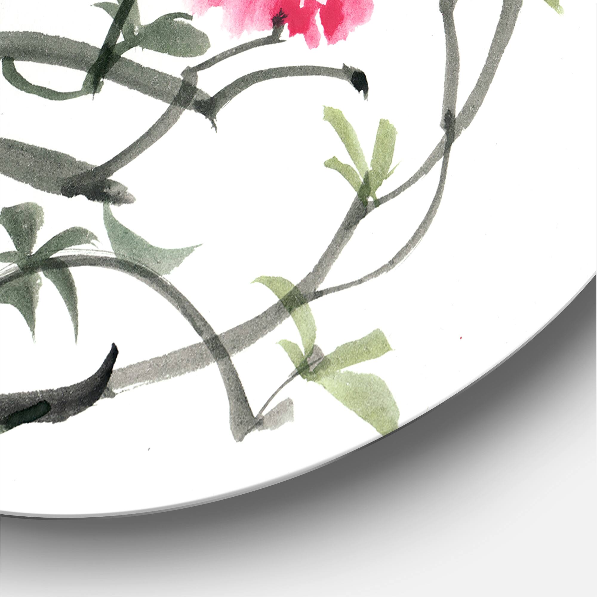 Designart - Vintage Purple Azalea Flower - Traditional Metal Circle Wall Art