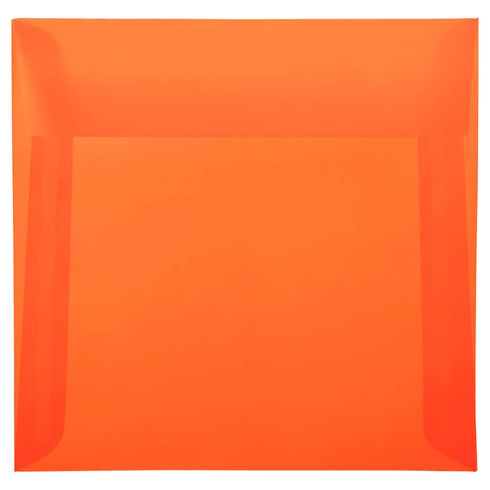 JAM Paper 6.5" Glamour Orange Square Translucent Vellum Envelopes, 25ct.