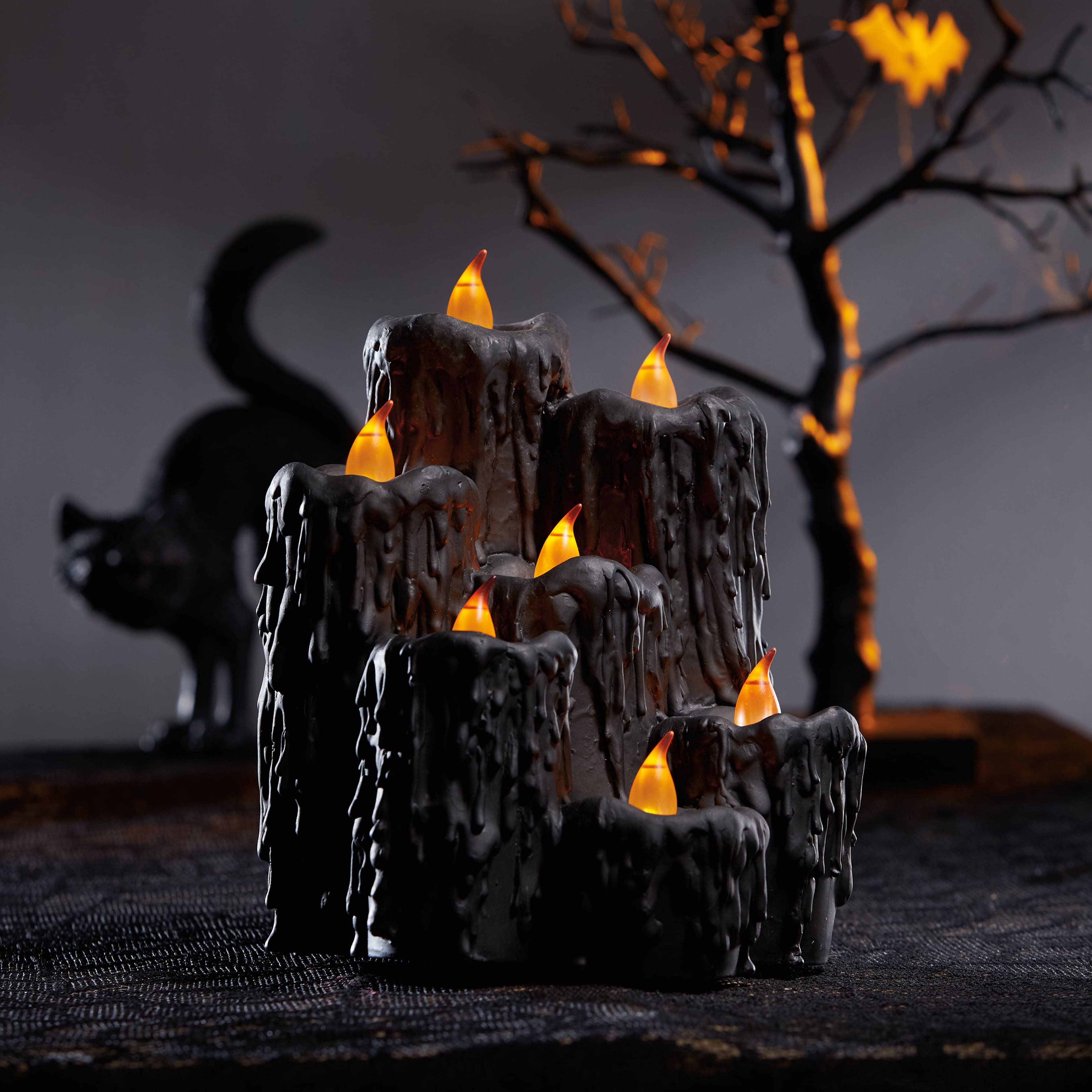 9&#x22; Black Halloween LED Candle Stack by Ashland&#xAE;