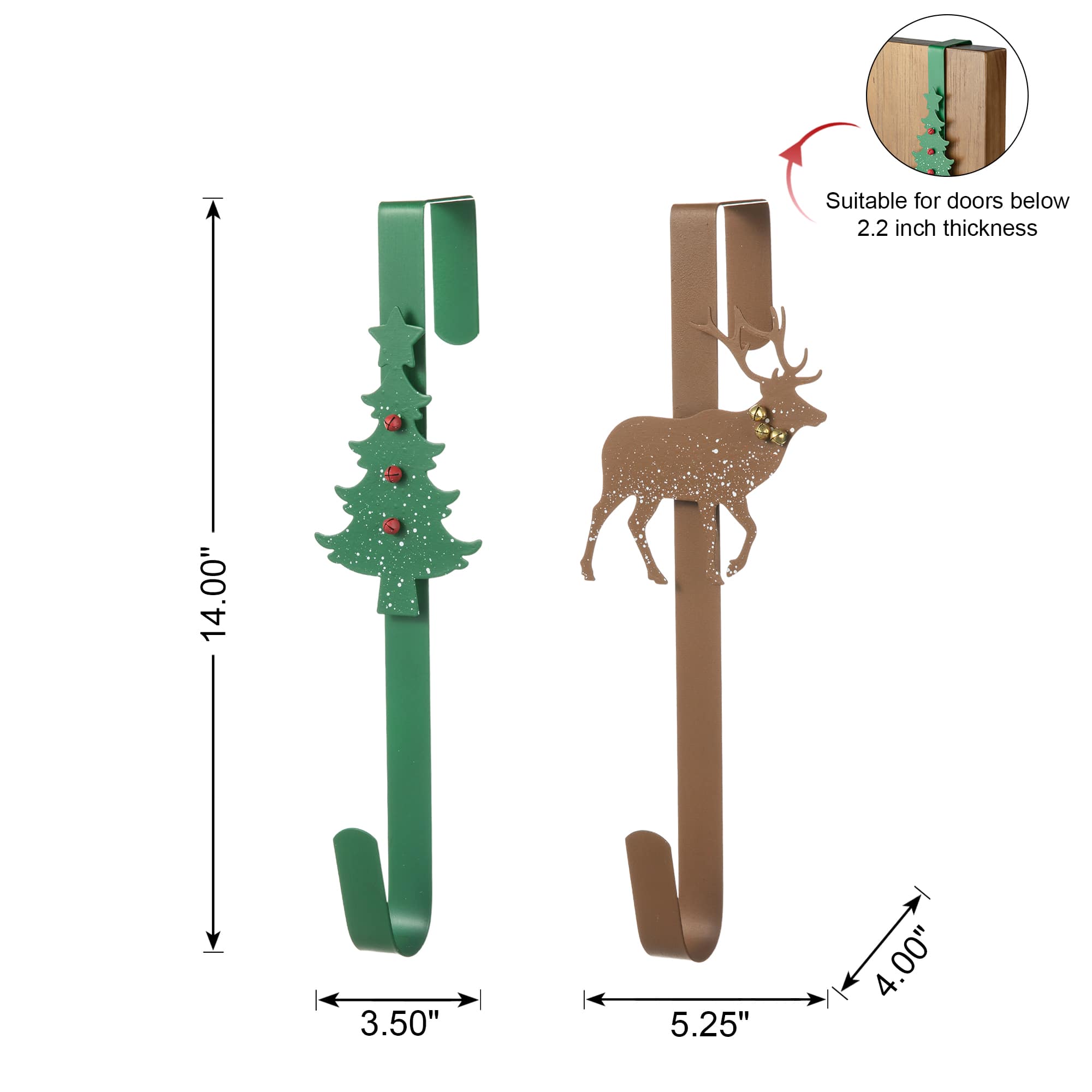 Glitzhome&#xAE; 14&#x22; Christmas Metal Tree &#x26; Reindeer Wreath Hanger Set