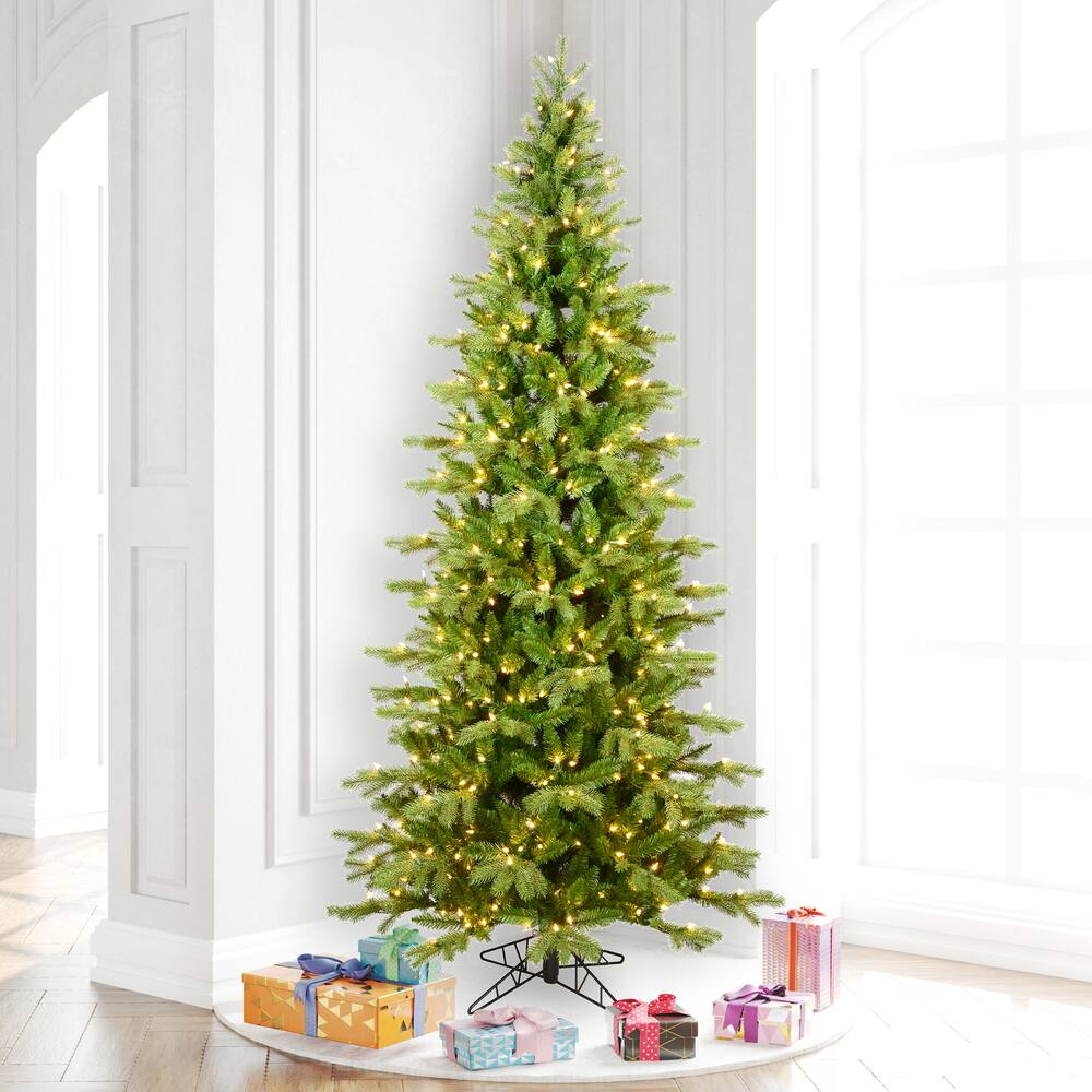 7.5ft. Pre-Lit Slim Balsam Spruce Artificial Christmas Tree, Warm White Low Voltage LED Lights