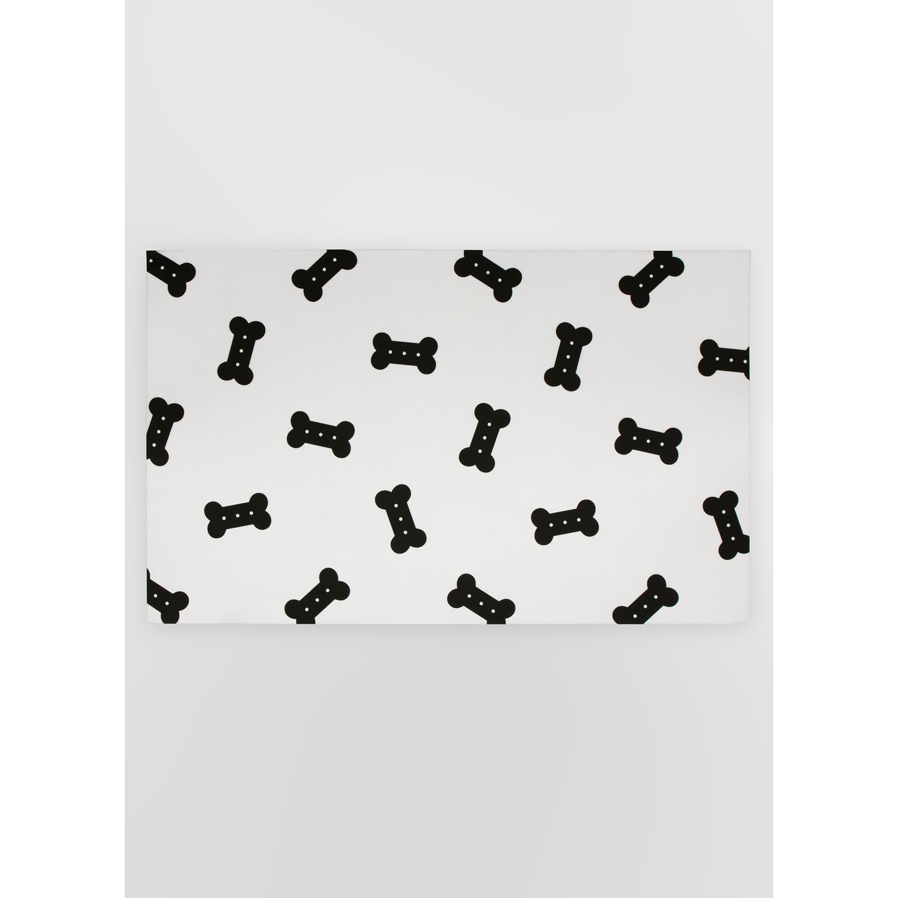 FloorPops Bones Black &#x26; White Washable Felt Floor Mat, 18&#x22; x 30&#x22;