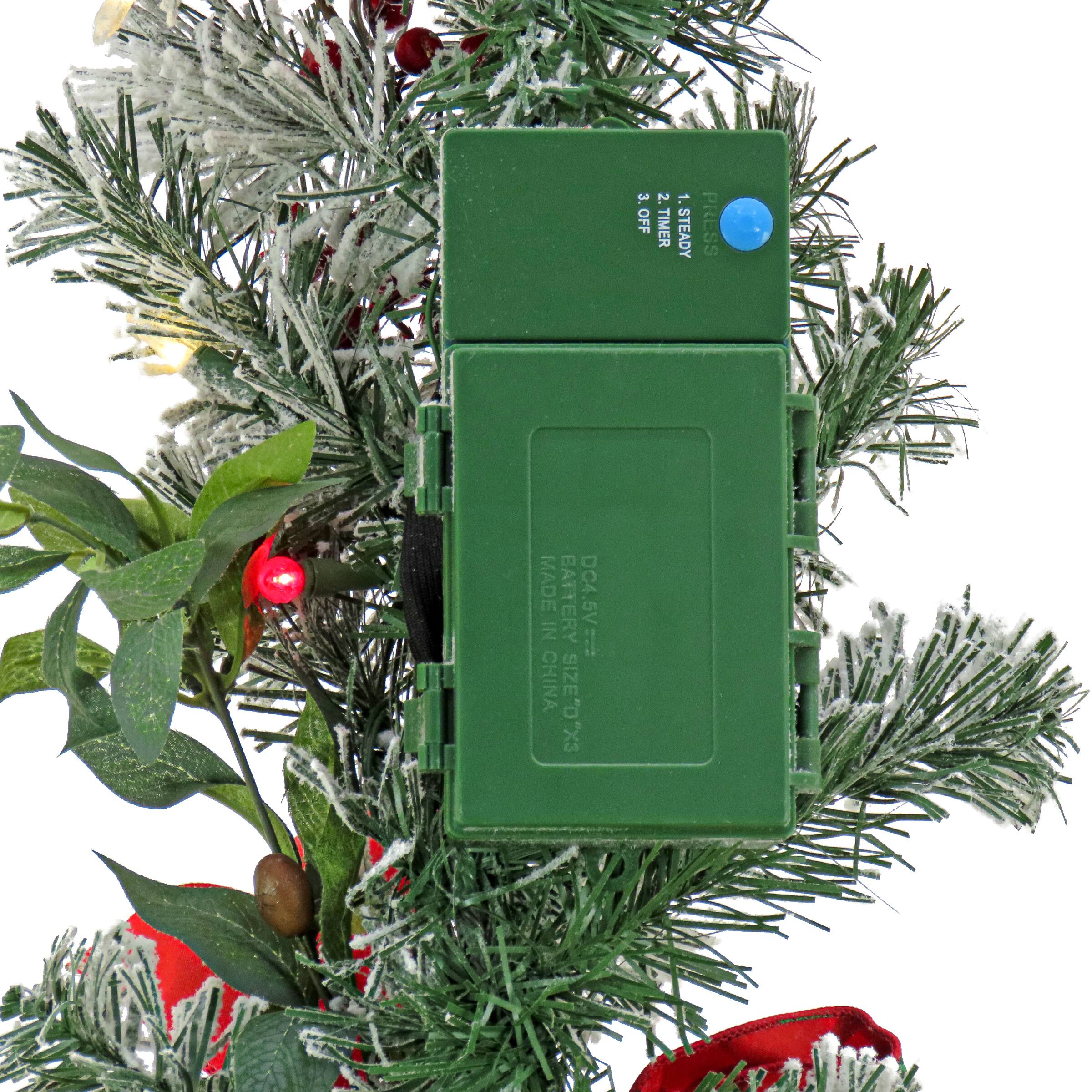 9ft. General Store Snowy Garland with LED Lights & Bows