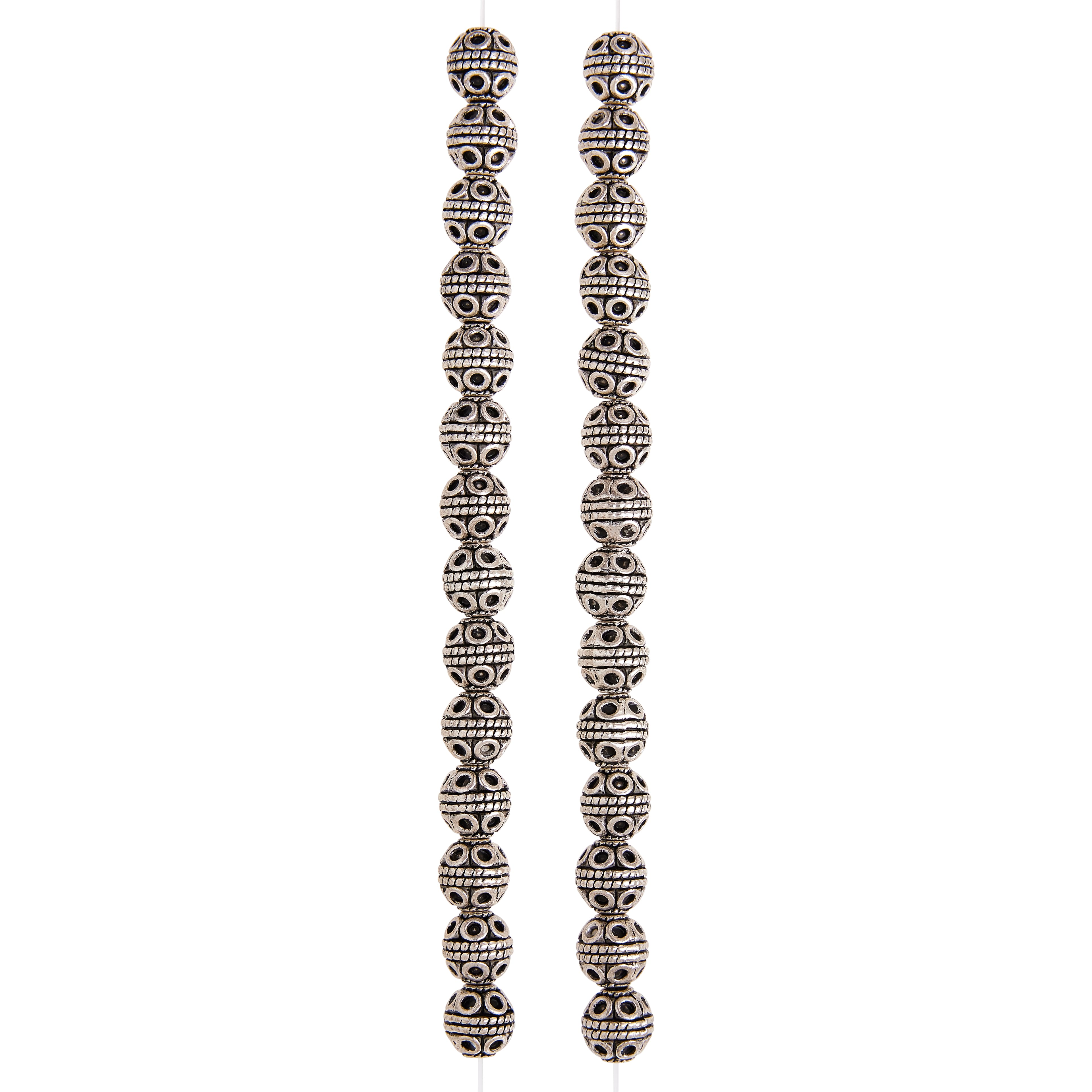 Silver Plated Carved Round Beads, 8mm by Bead Landing&#x2122;