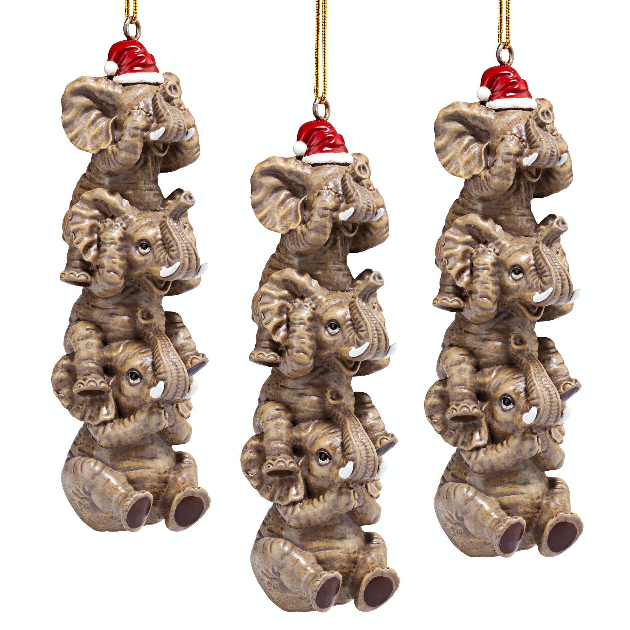 See, Speak, Hear No Evil Elephant Ornaments, 3ct.