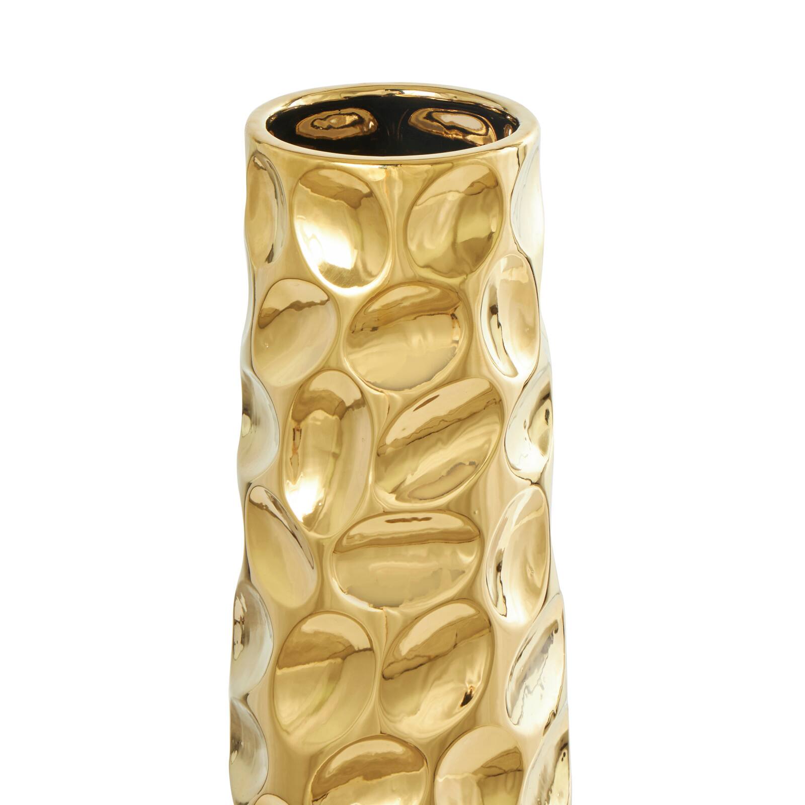 39&#x22; Gold Concaved Circles Ceramic Vase