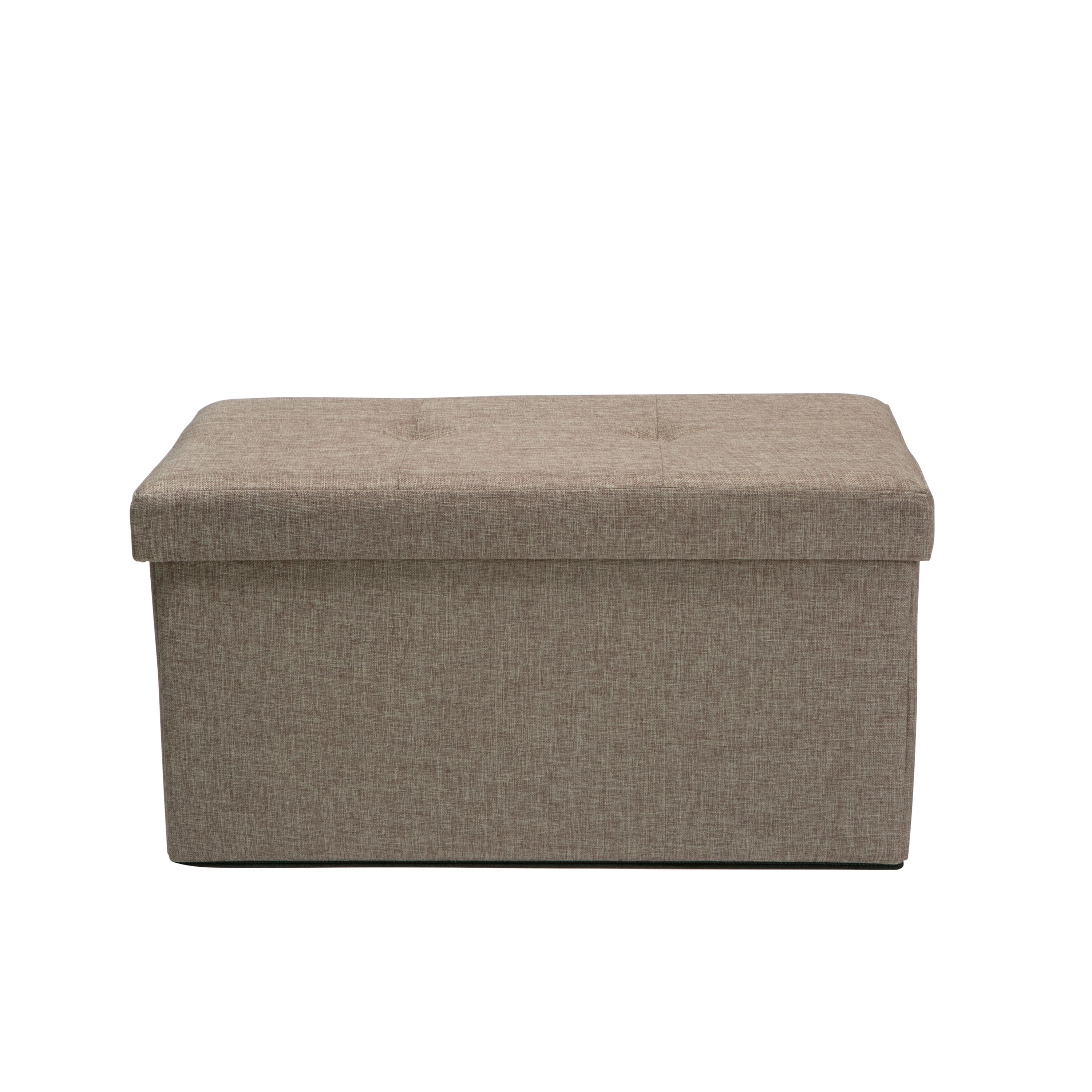 Simplify 30" Faux Linen Double Folding Storage Ottoman