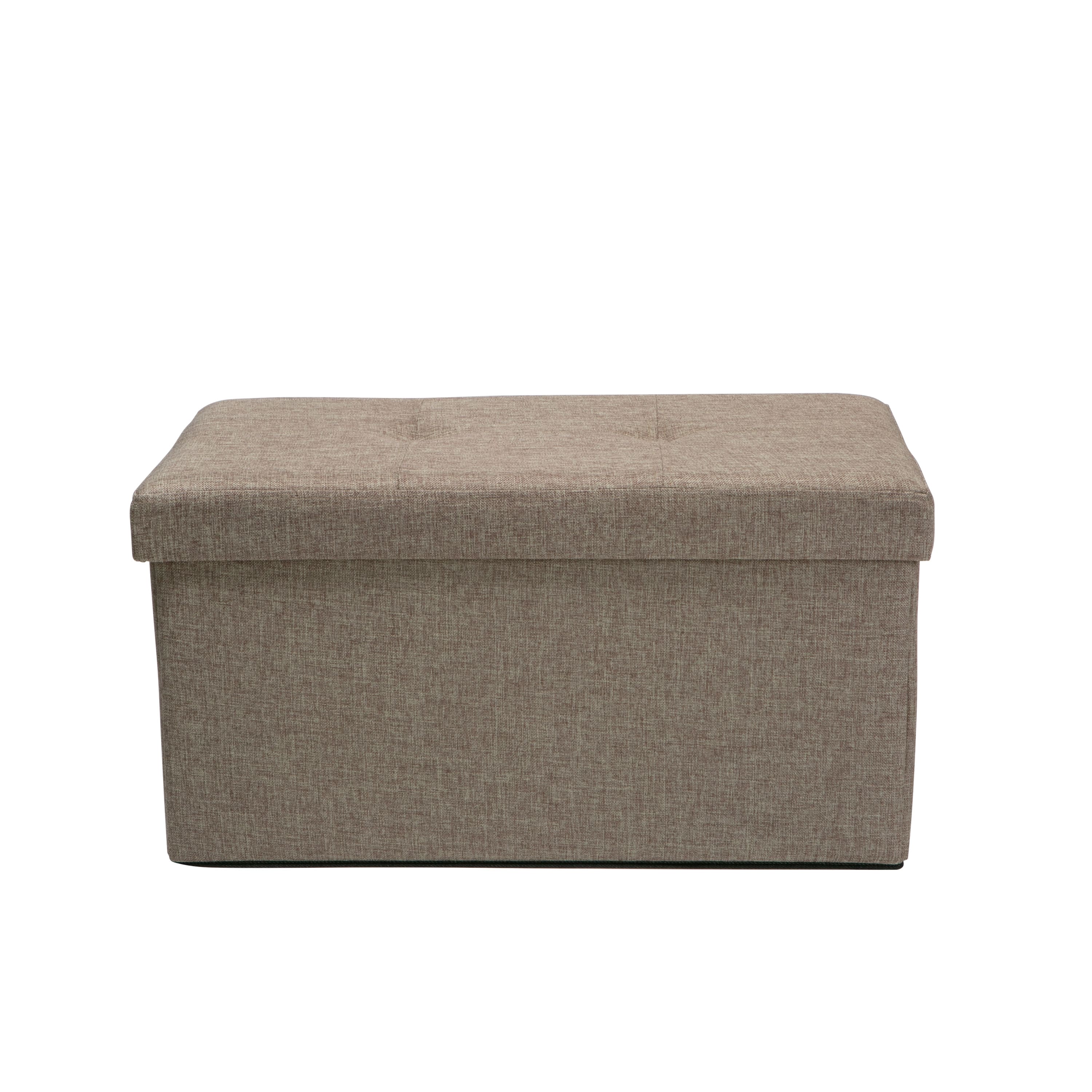 Simplify 30&#x22; Faux Linen Double Folding Storage Ottoman