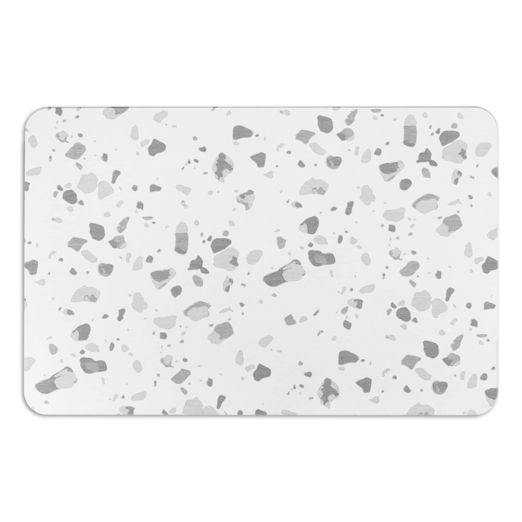 Artsy Mats Gray Terrazzo White Stone Non-Slip Bath Mat