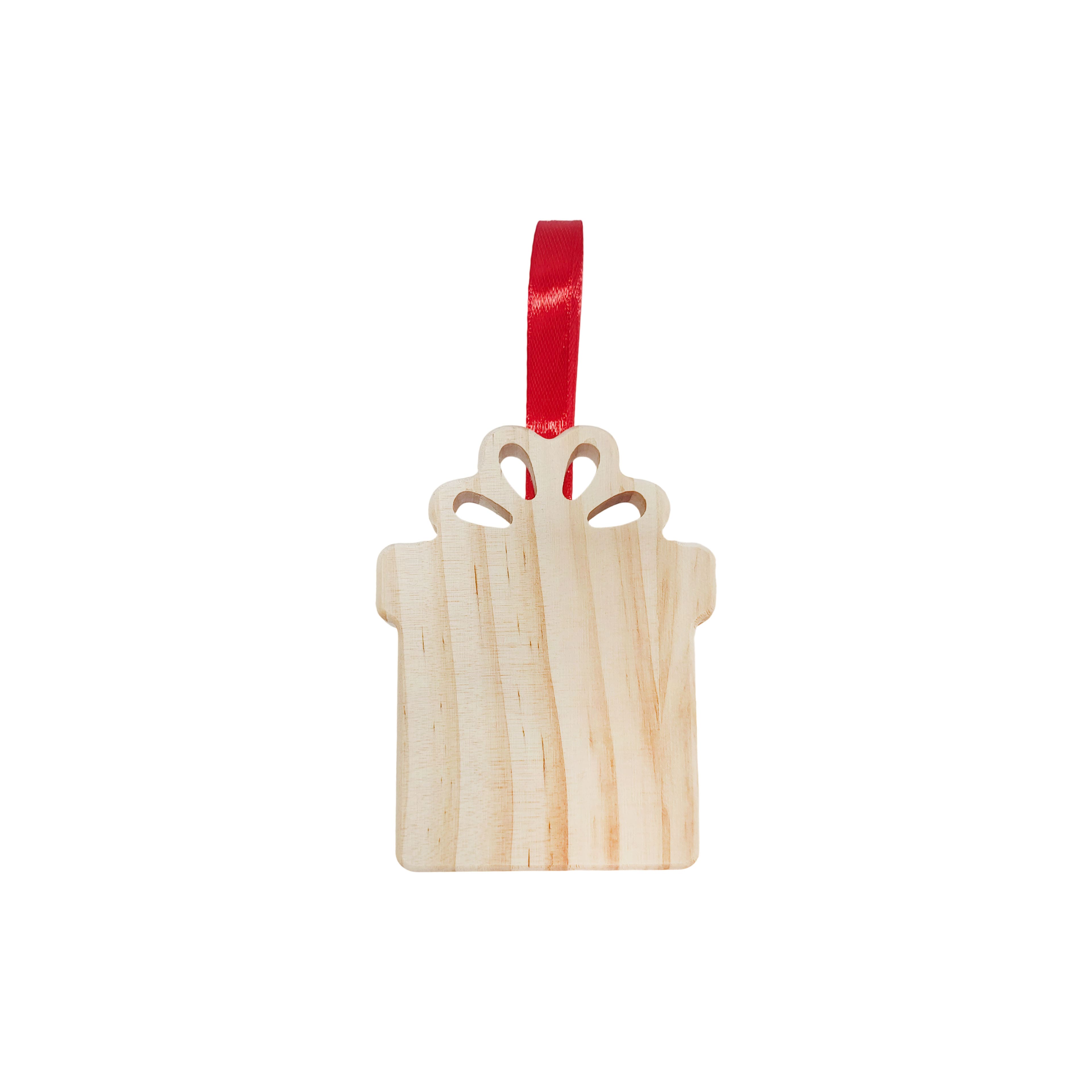 4.5&#x22; DIY Pinewood Gift Box Ornament by Make Market&#xAE;