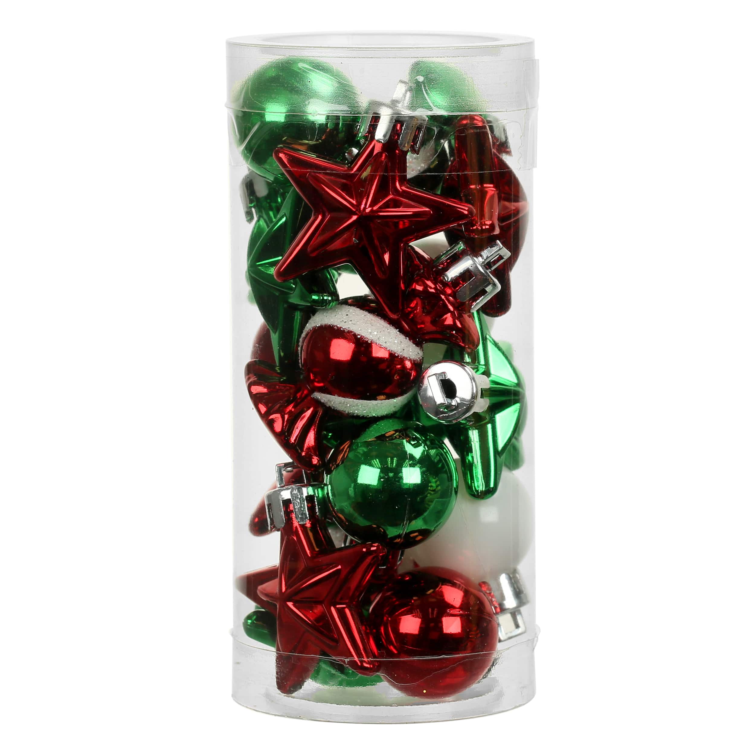 16 Pack 25mm Mini Plastic Star &#x26; Ball Ornaments by Ashland&#xAE;