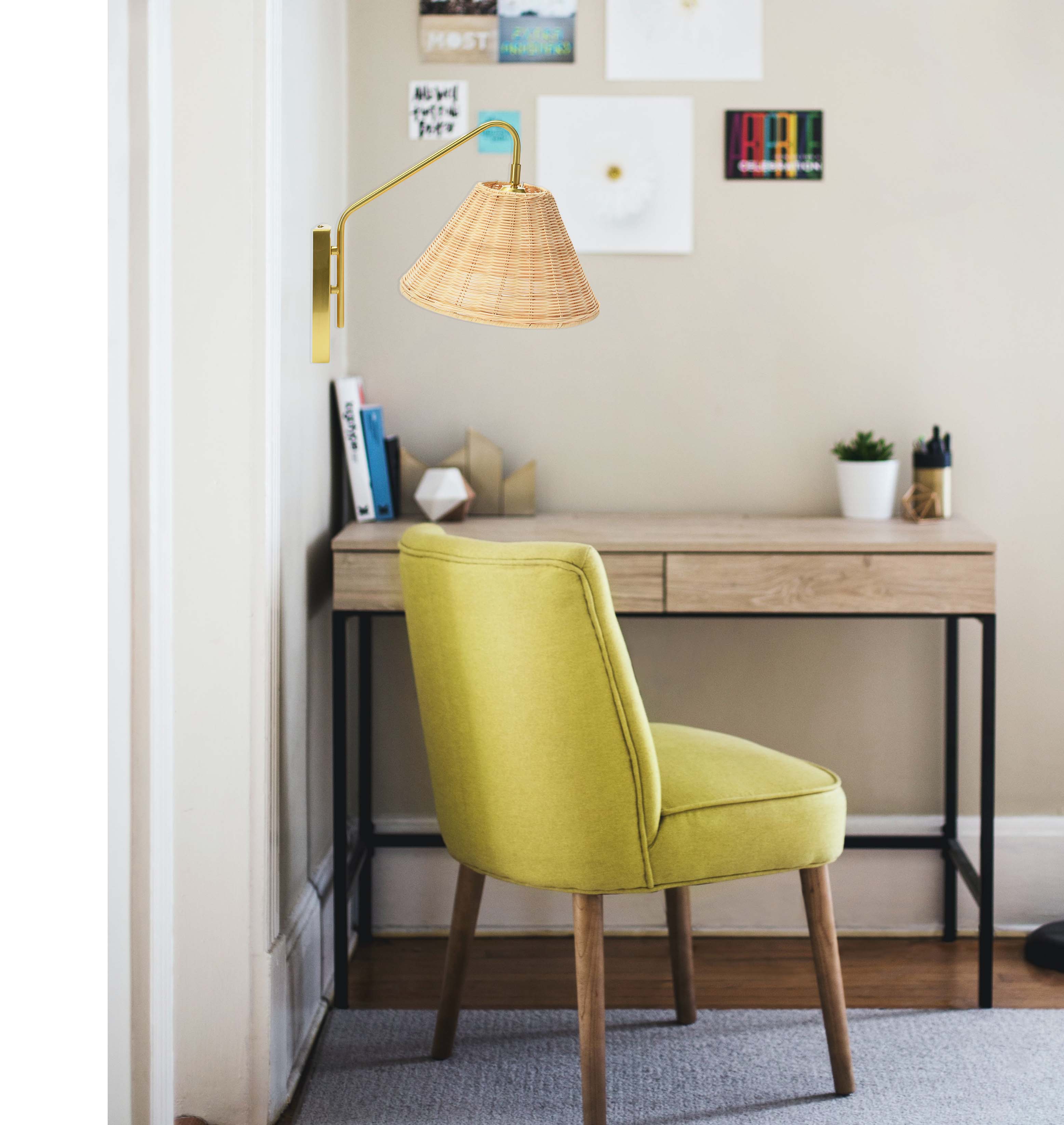 Hello Honey&#xAE; Rattan &#x26; Metal Wall Sconce